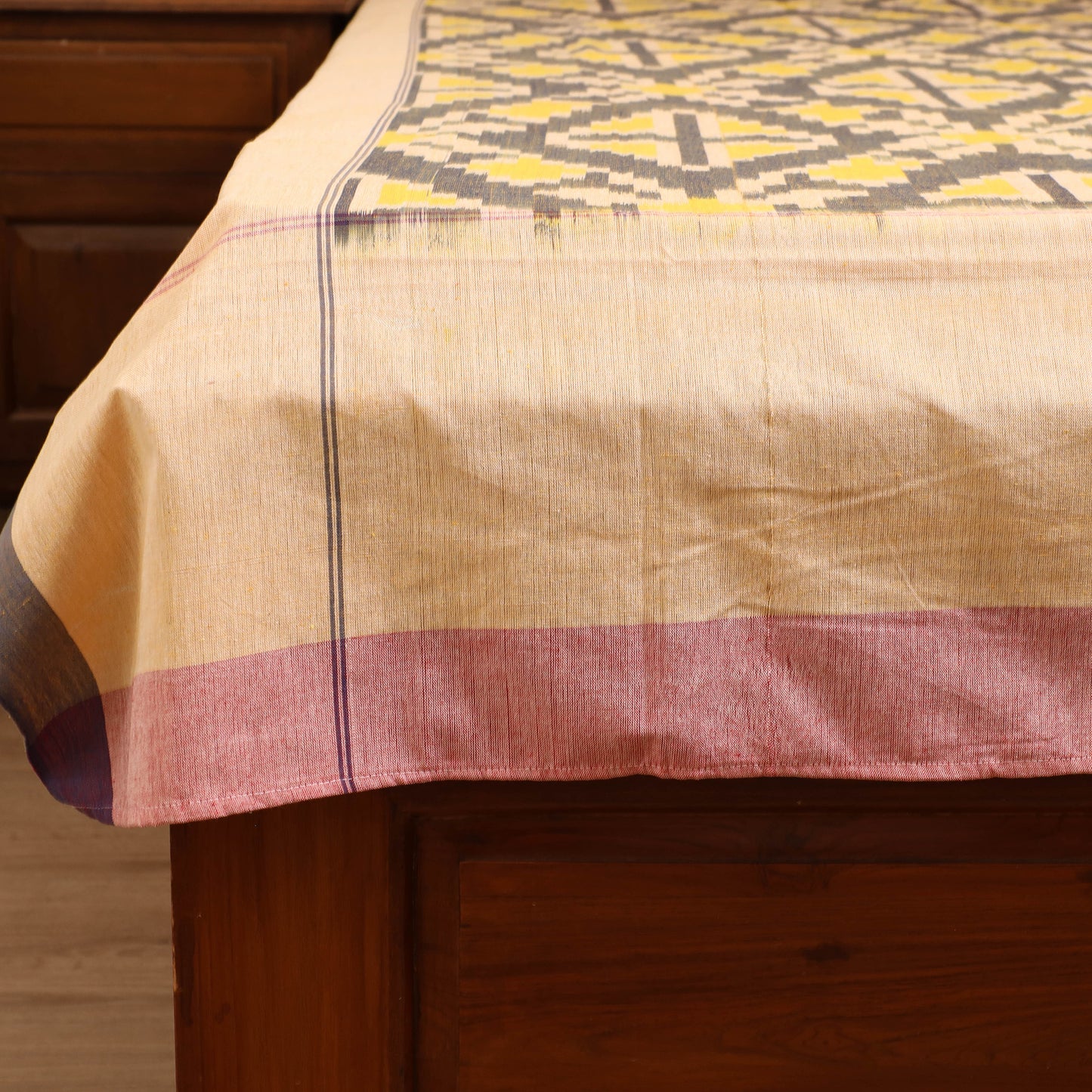 Pochampally Ikat Weave Cotton Single Bedsheet (90 x 60 in) 19
