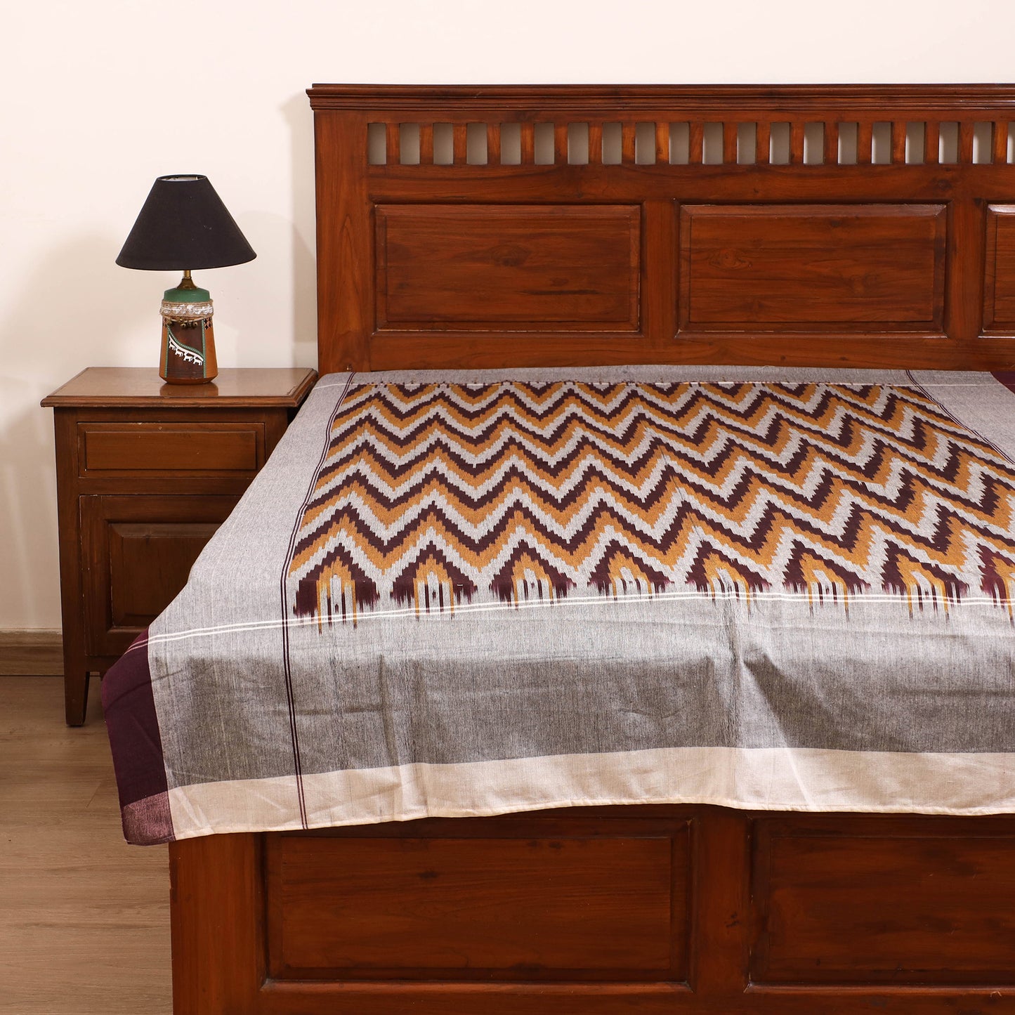 Pochampally Ikat Weave Cotton Single Bedsheet (90 x 60 in) 21