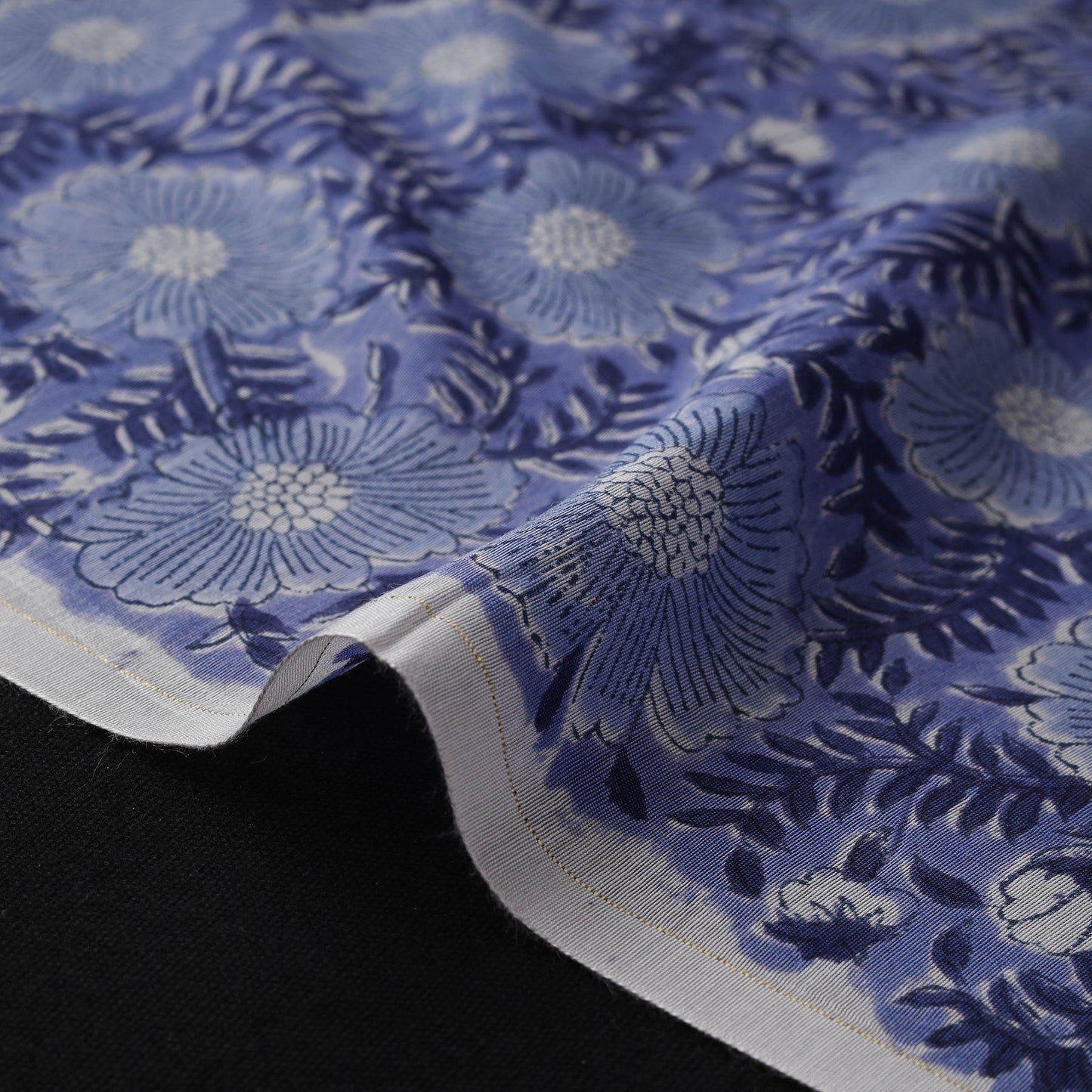 Blue - Sanganeri Hand Block Print Modal Silk Fabric 28