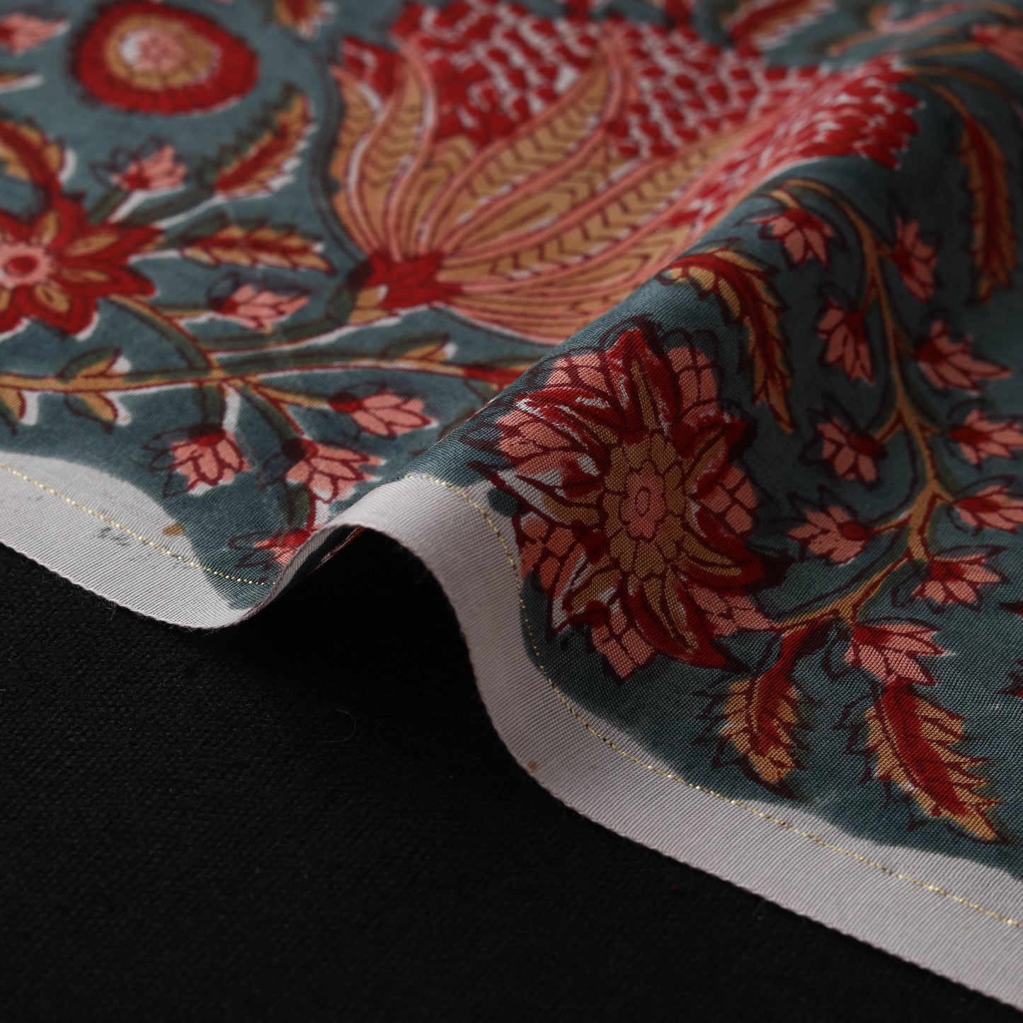 Green - Sanganeri Hand Block Print Modal Silk Fabric 29