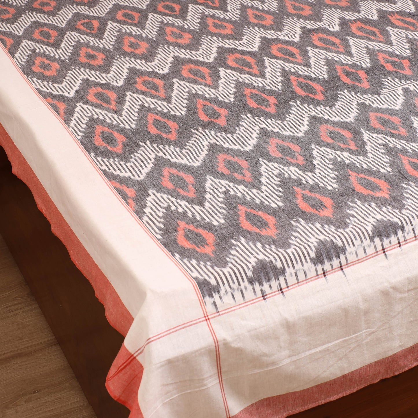 Pochampally Ikat Weave Cotton Single Bedsheet (90 x 60 in) 23