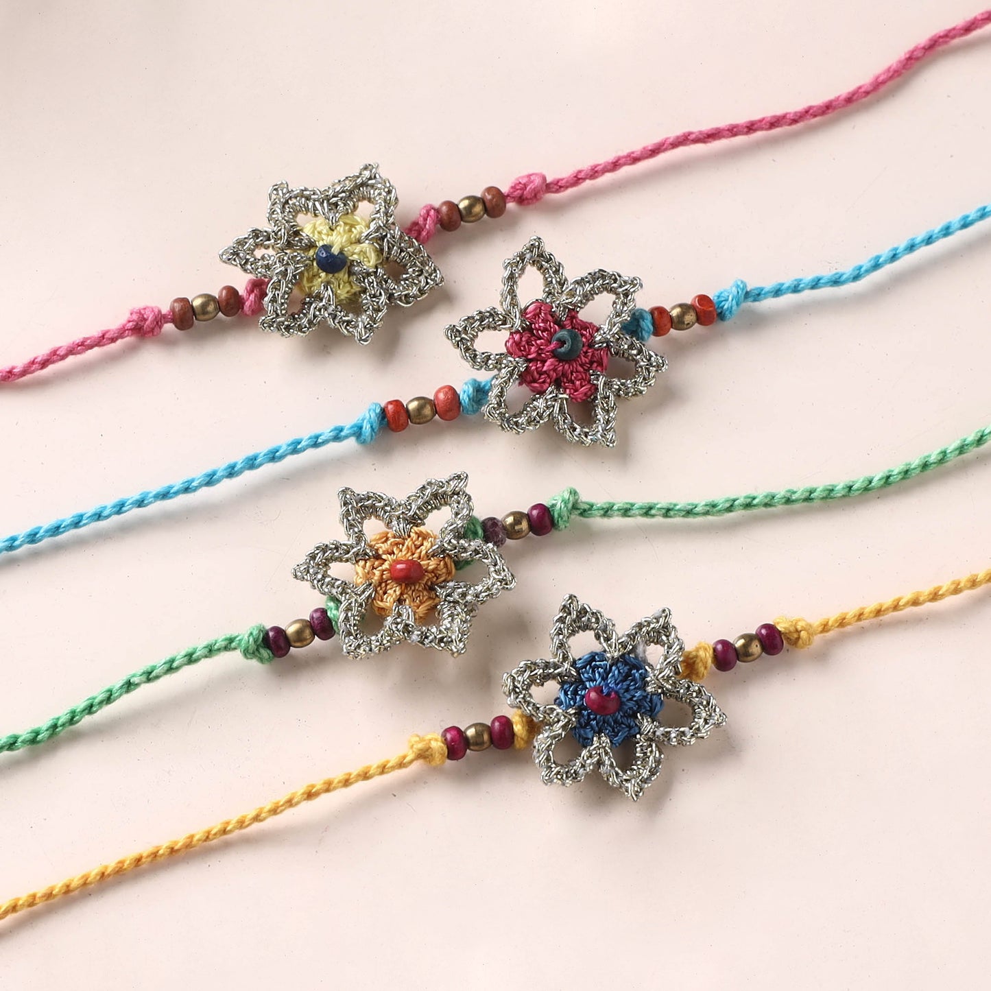 Flower - Handmade Crochet Rakhi by Samoolam (set of 4) 27