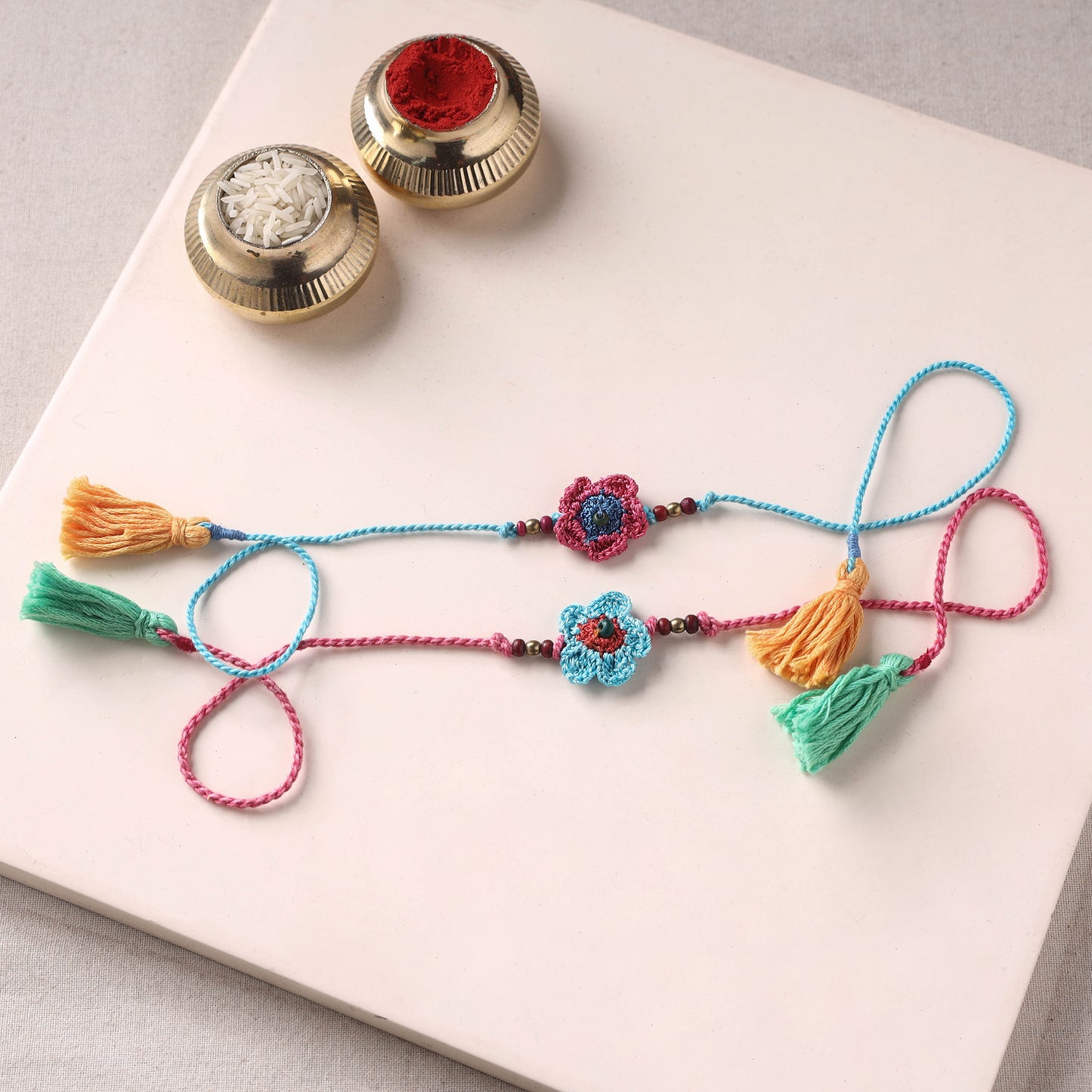 Flower - Handmade Crochet Rakhi by Samoolam (set of 2) 28