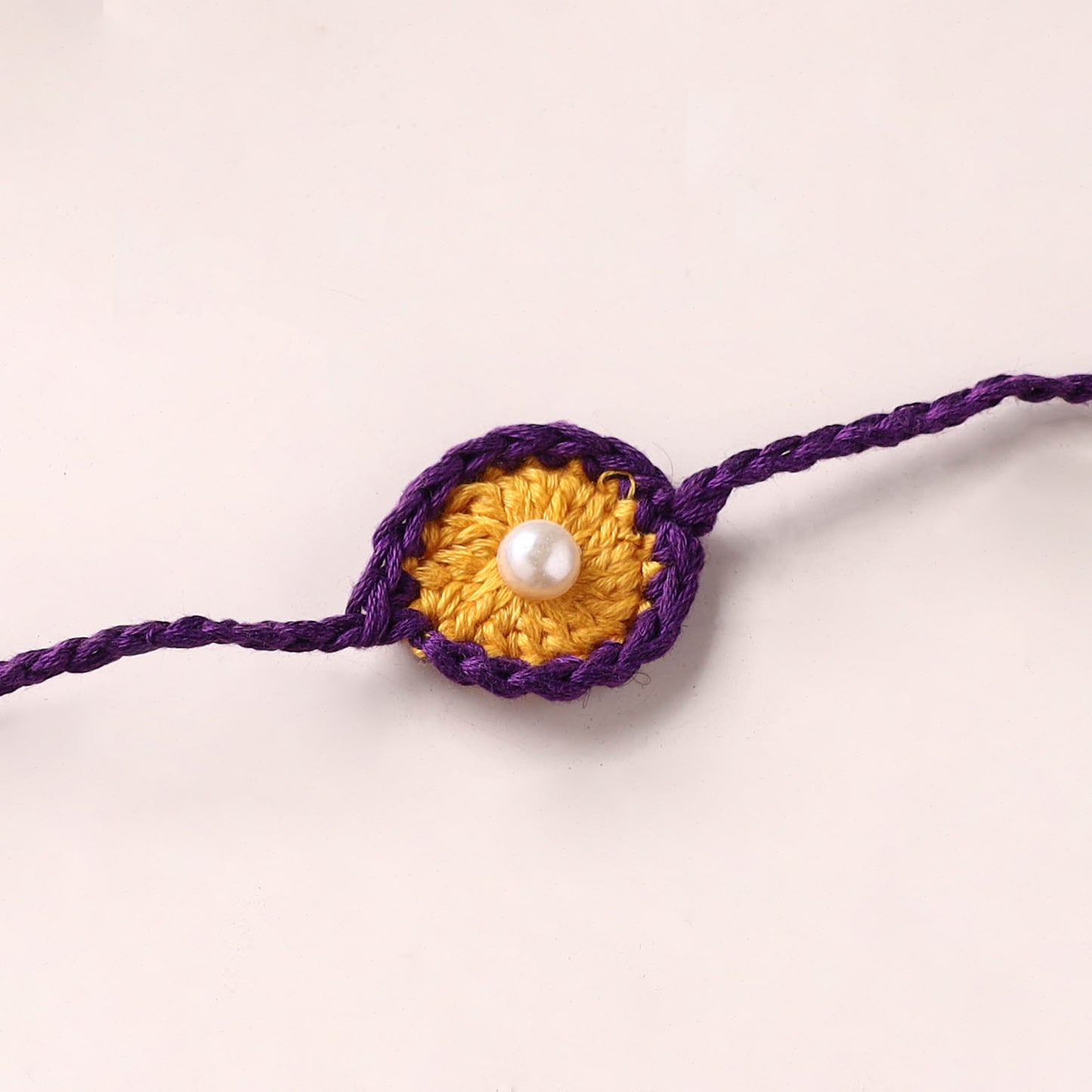 Flower - Handmade Crochet Pearl Work Rakhi 18