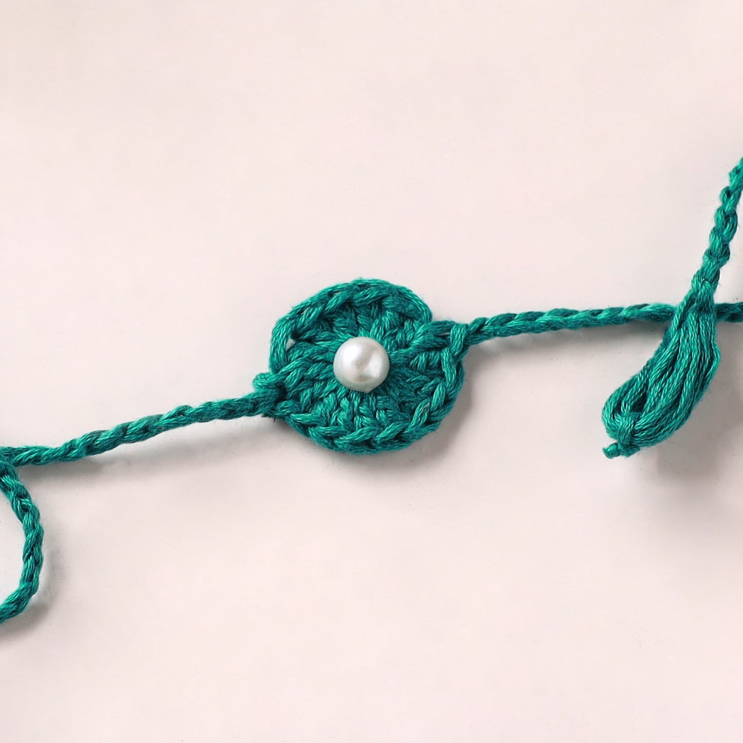 Flower - Handmade Crochet Pearl Work Rakhi 01