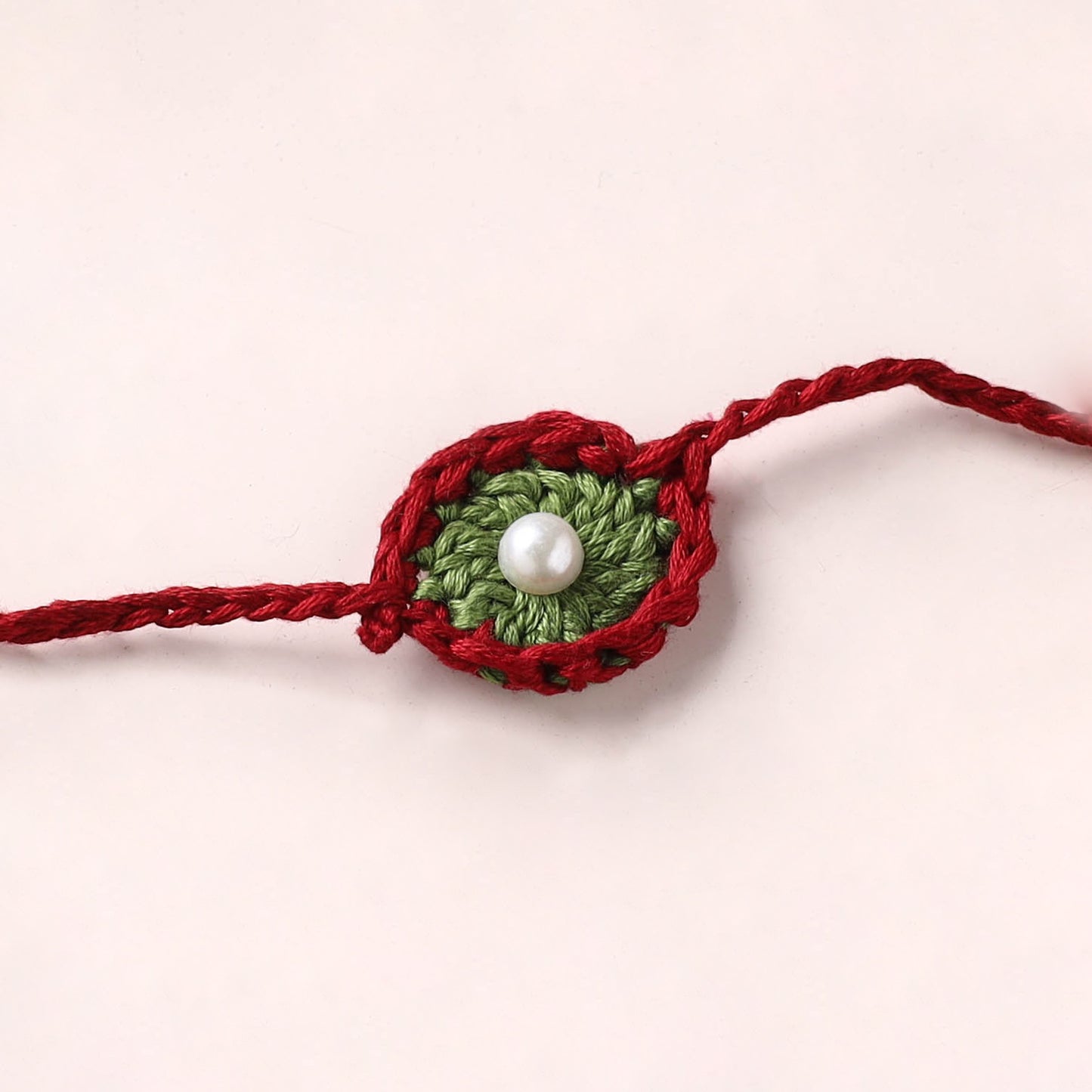 Flower - Handmade Crochet Pearl Work Rakhi 05