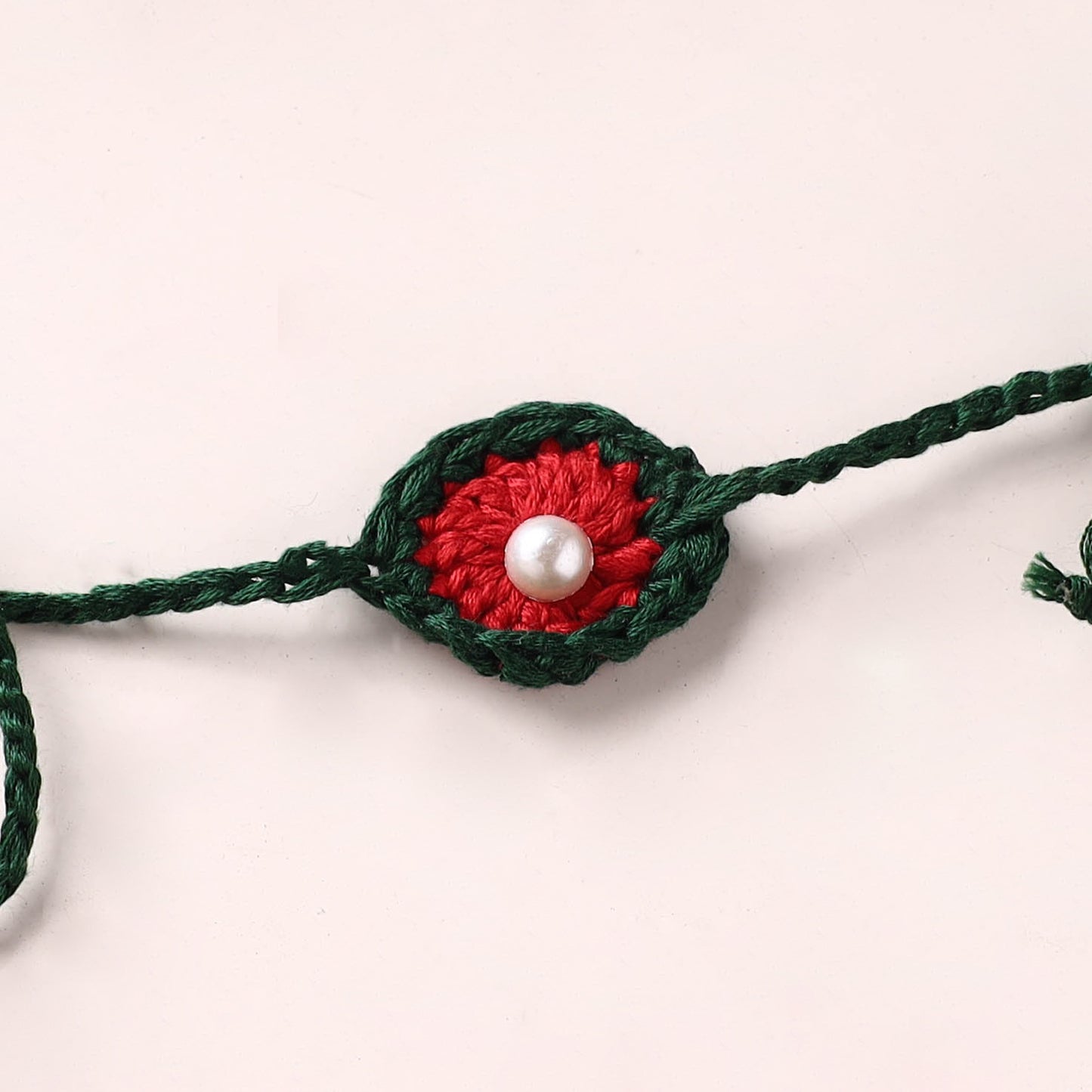 Flower - Handmade Crochet Pearl Work Rakhi 03