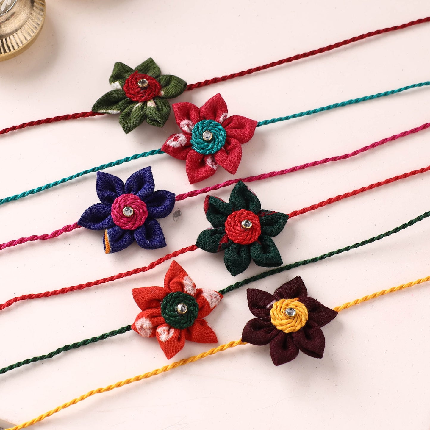 Handmade Kundan Work Rakhi (Assorted - Set of 6) 08