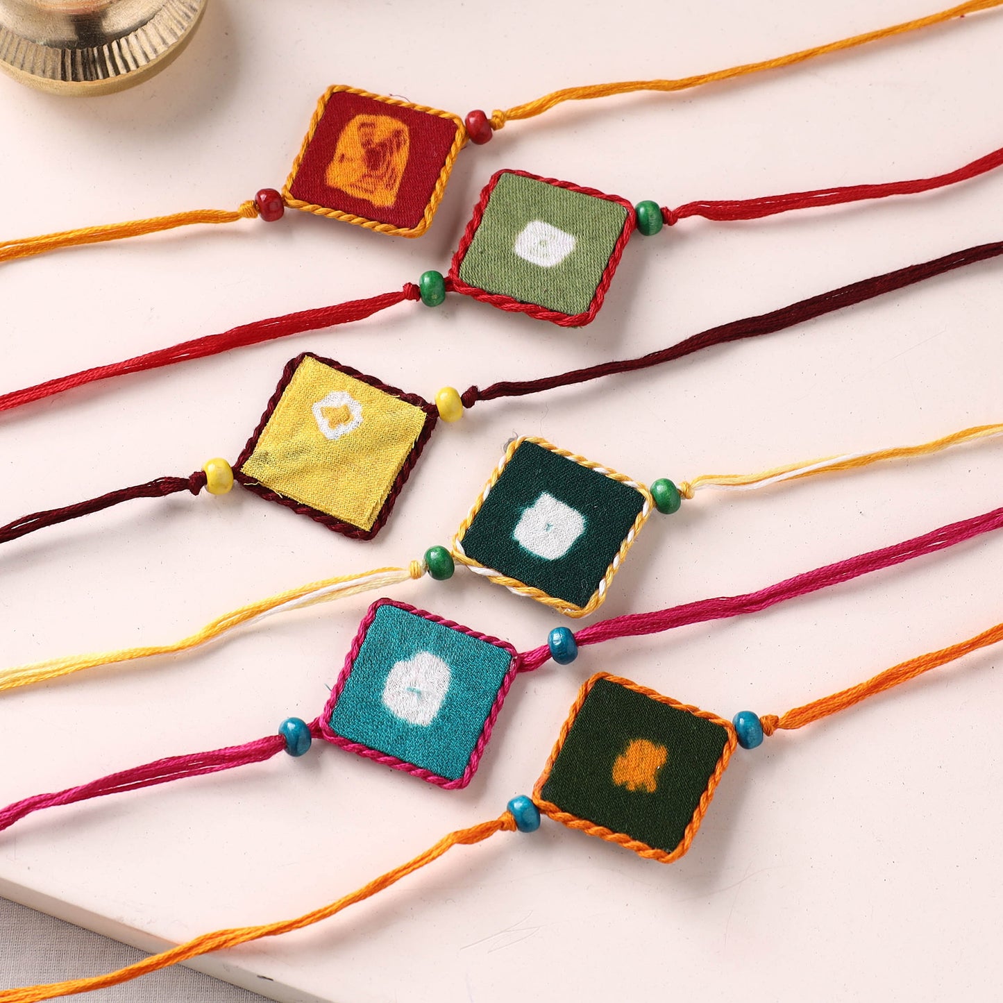 Handmade Kundan Work Rakhi (Assorted - Set of 6) 09