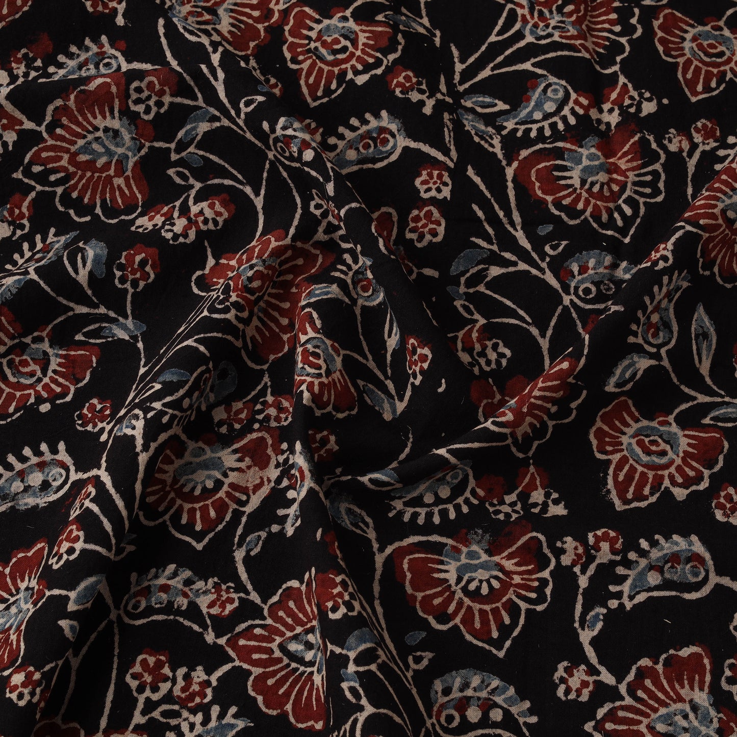 Black - Kutch Hand Block Print Natural Dyed Cotton Ajrakh Fabric 35