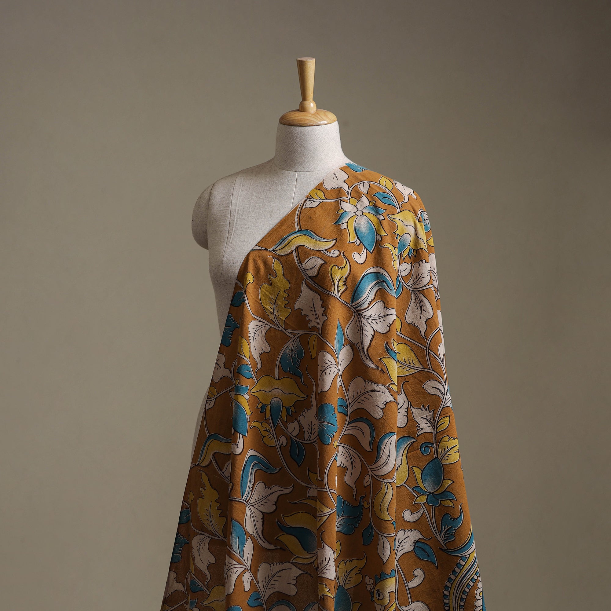 Red - Block Printed Cotton Wrap Around Kalamkari Skirt 10