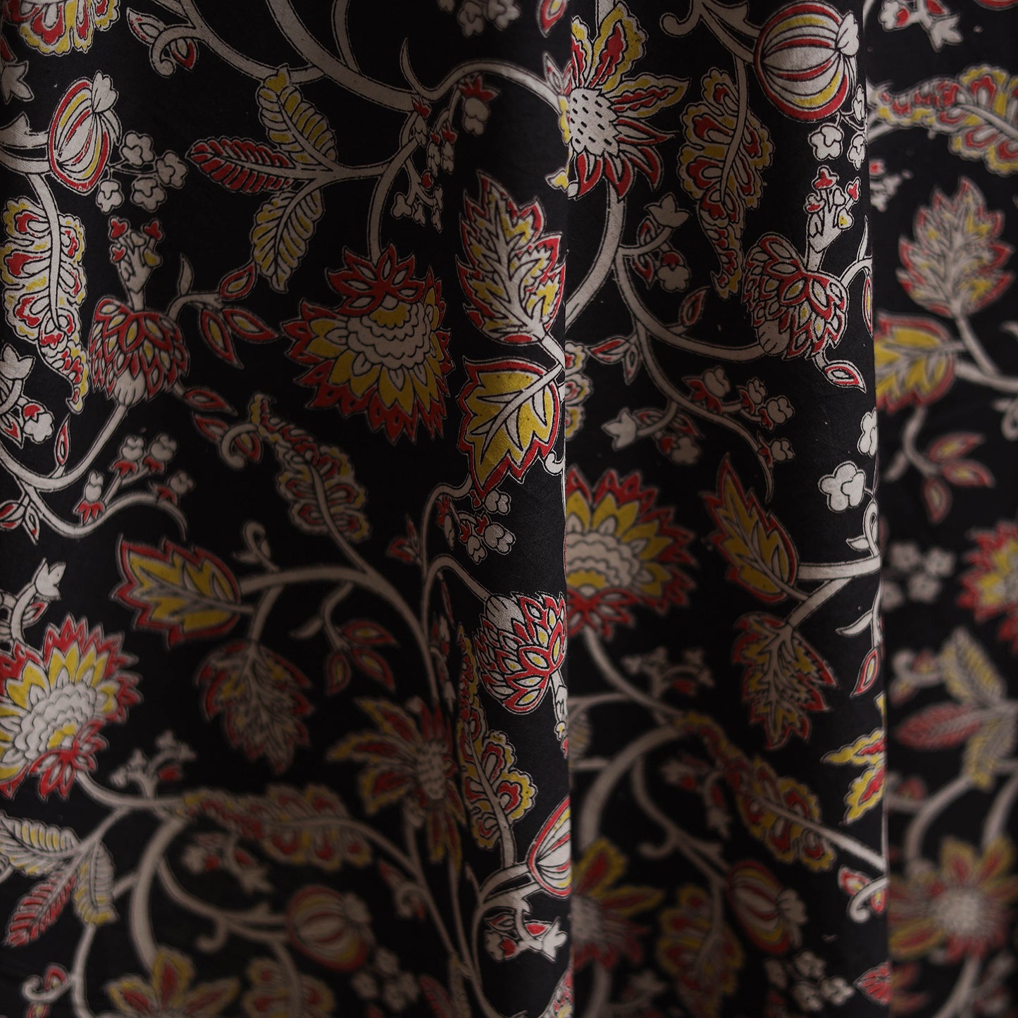 Black - Kalamkari Printed Cotton Fabric 42