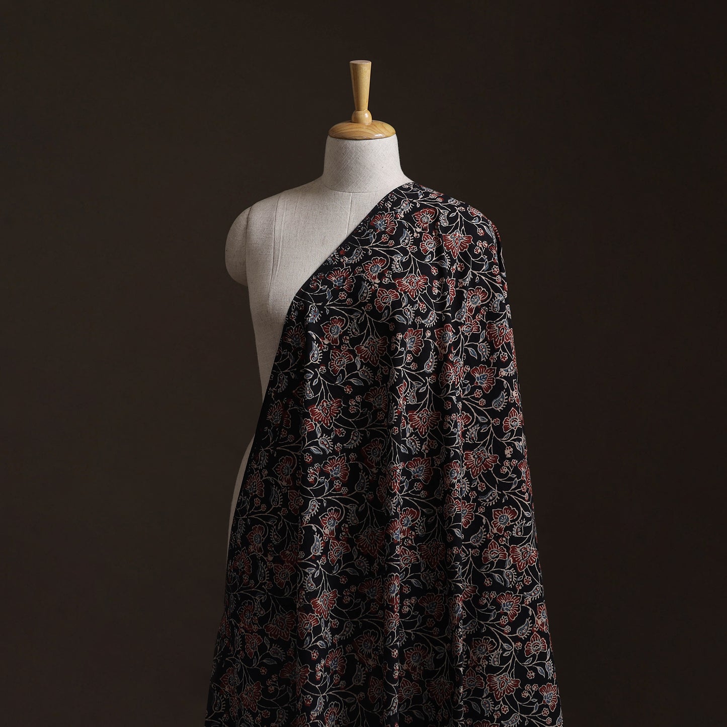 Black - Kutch Hand Block Print Natural Dyed Cotton Ajrakh Fabric 35