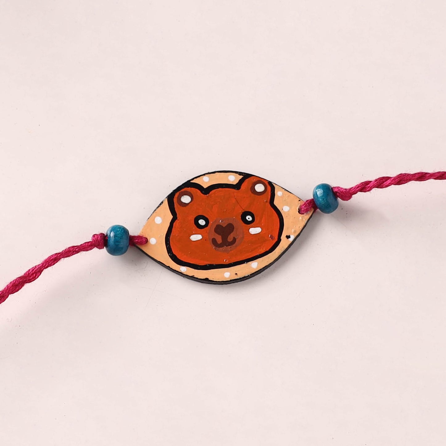 Bear - Handpainted Wooden Rakhi for Kids 08