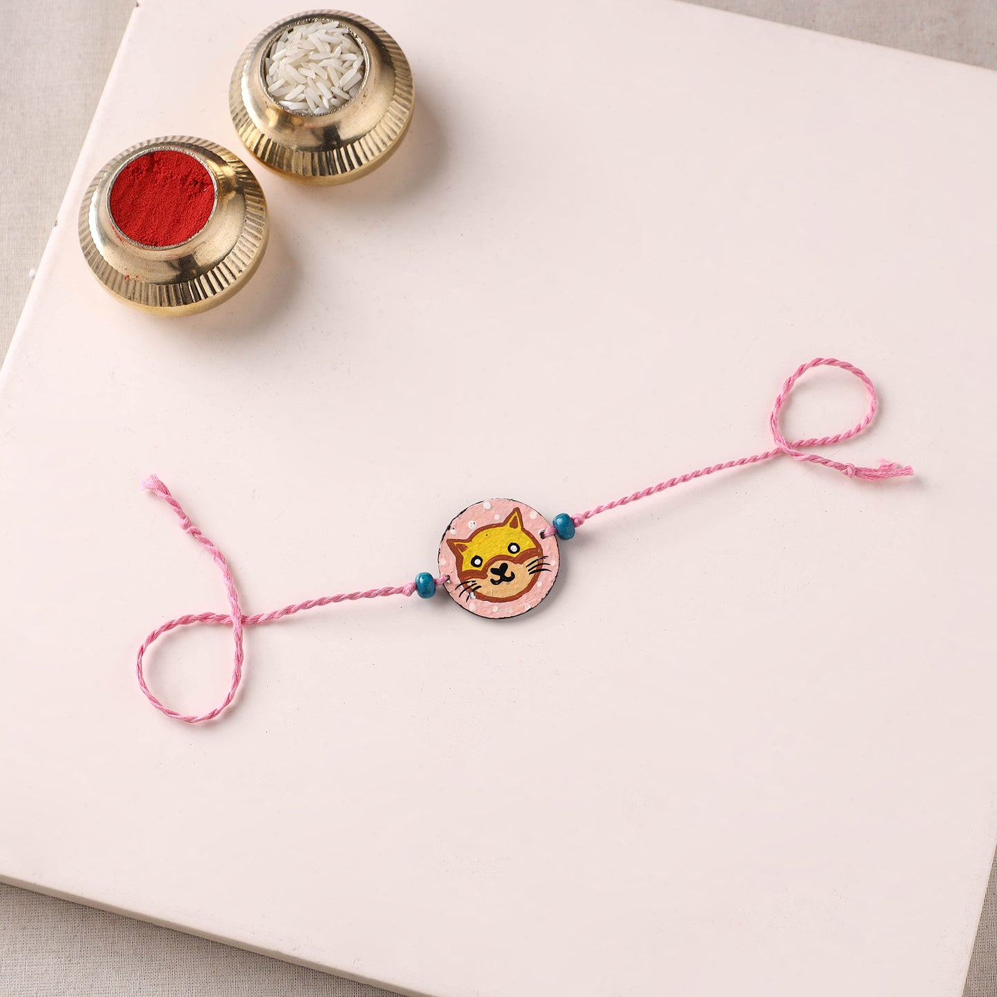 Cat - Handpainted Wooden Rakhi for Kids 22