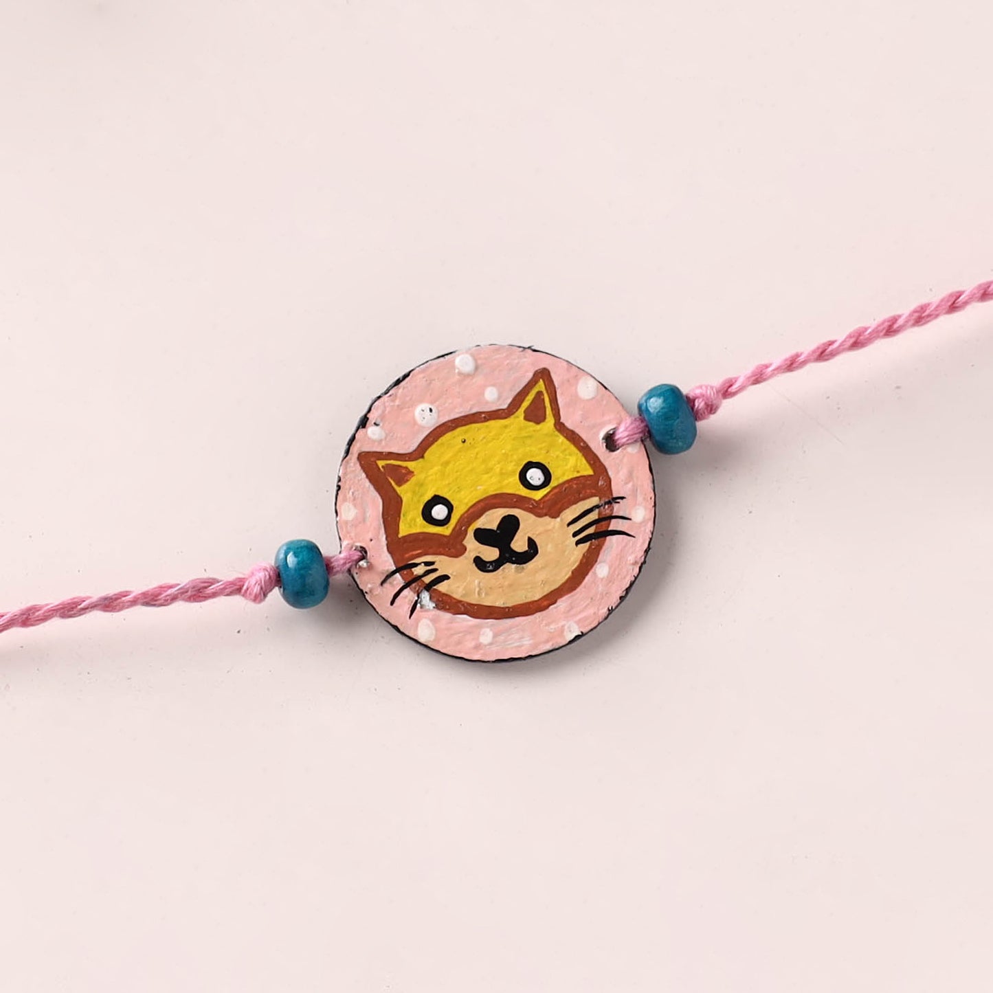 Cat - Handpainted Wooden Rakhi for Kids 22