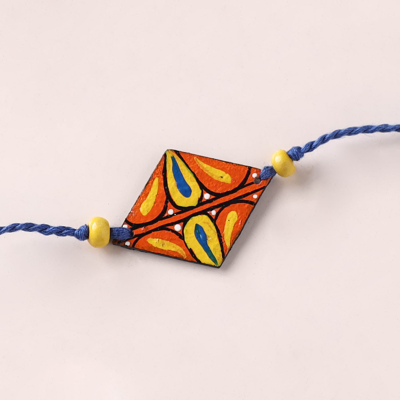 Mandala Art Handpainted Wooden Rakhi 24