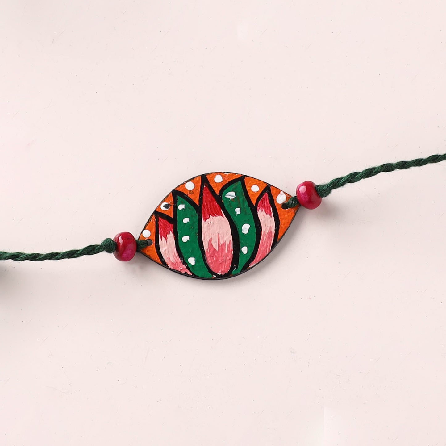 Mandala Art Handpainted Wooden Rakhi 32