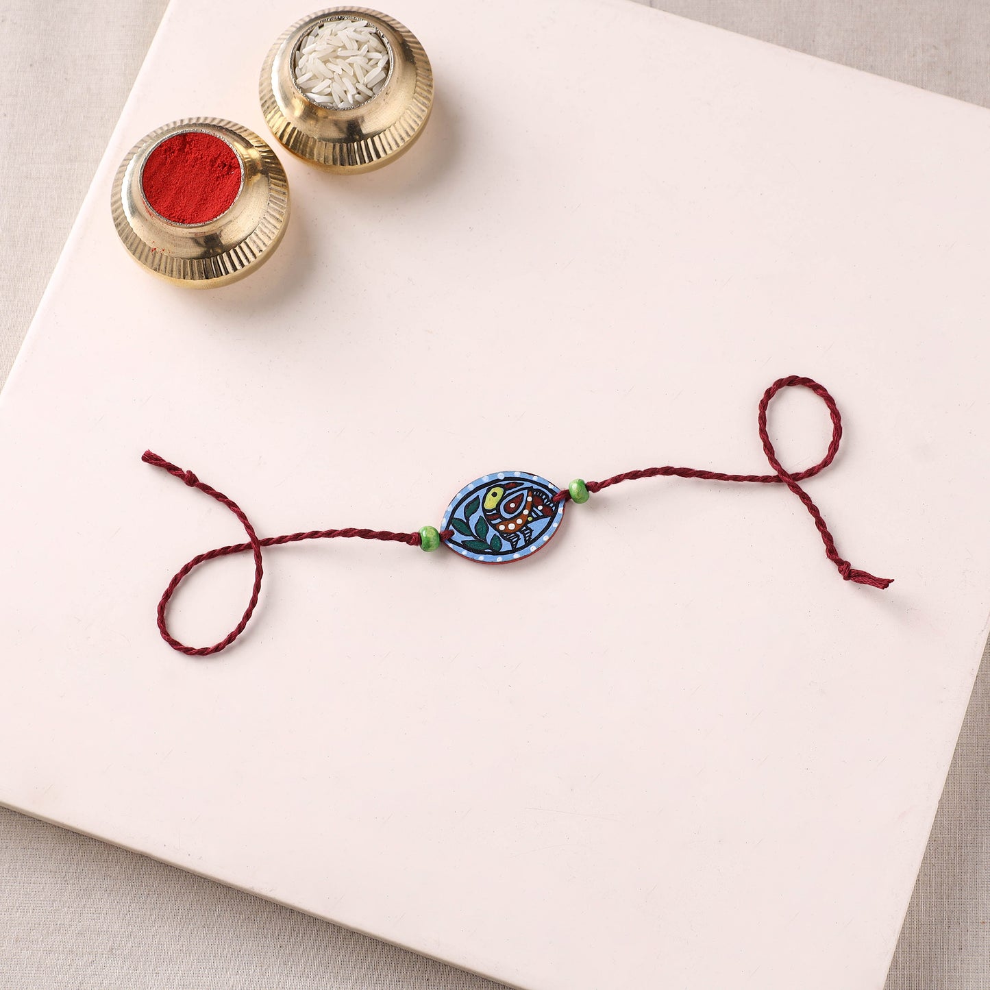 Mandala Art Handpainted Wooden Rakhi 33