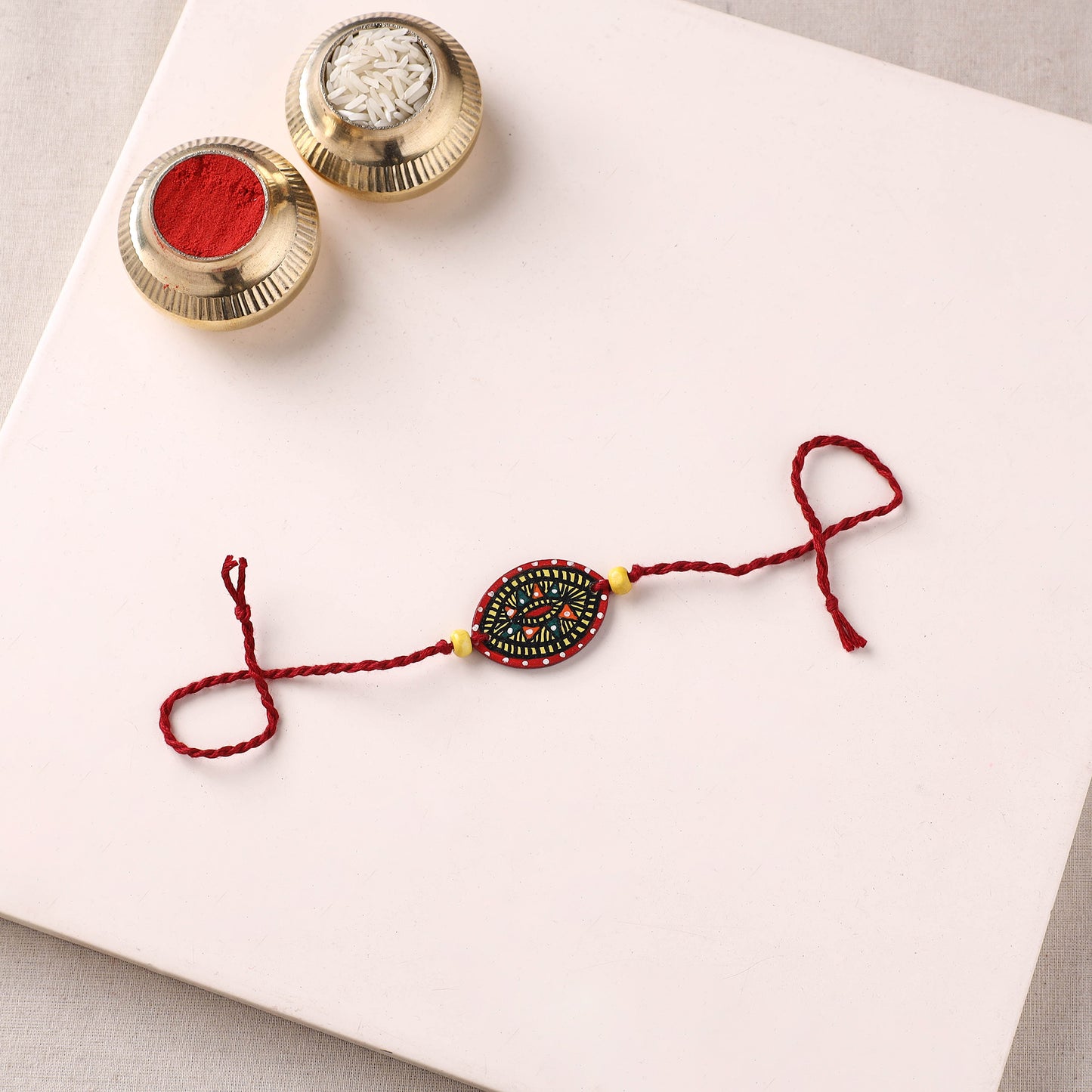 Mandala Art Handpainted Wooden Rakhi 35
