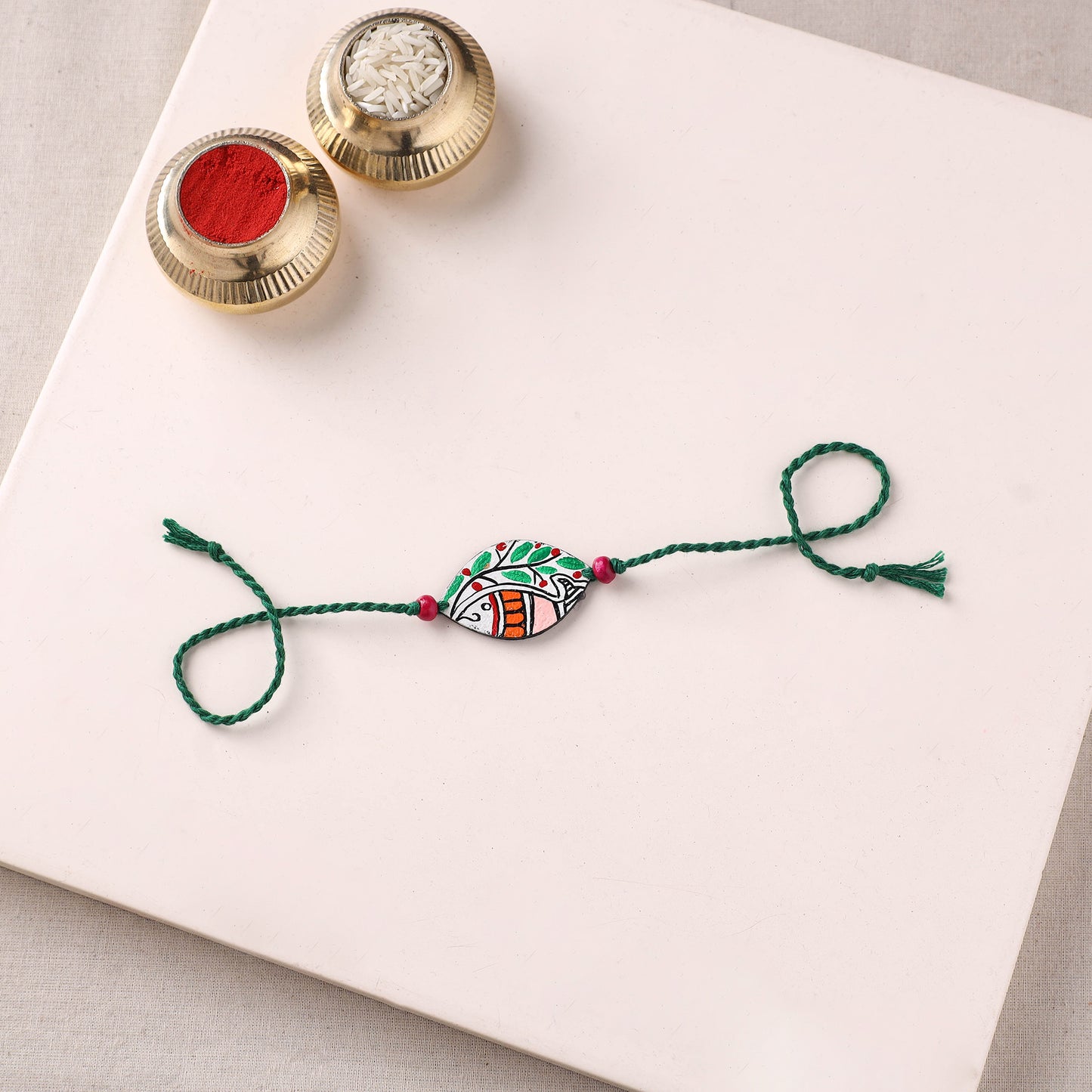 Mandala Art Handpainted Wooden Rakhi 36