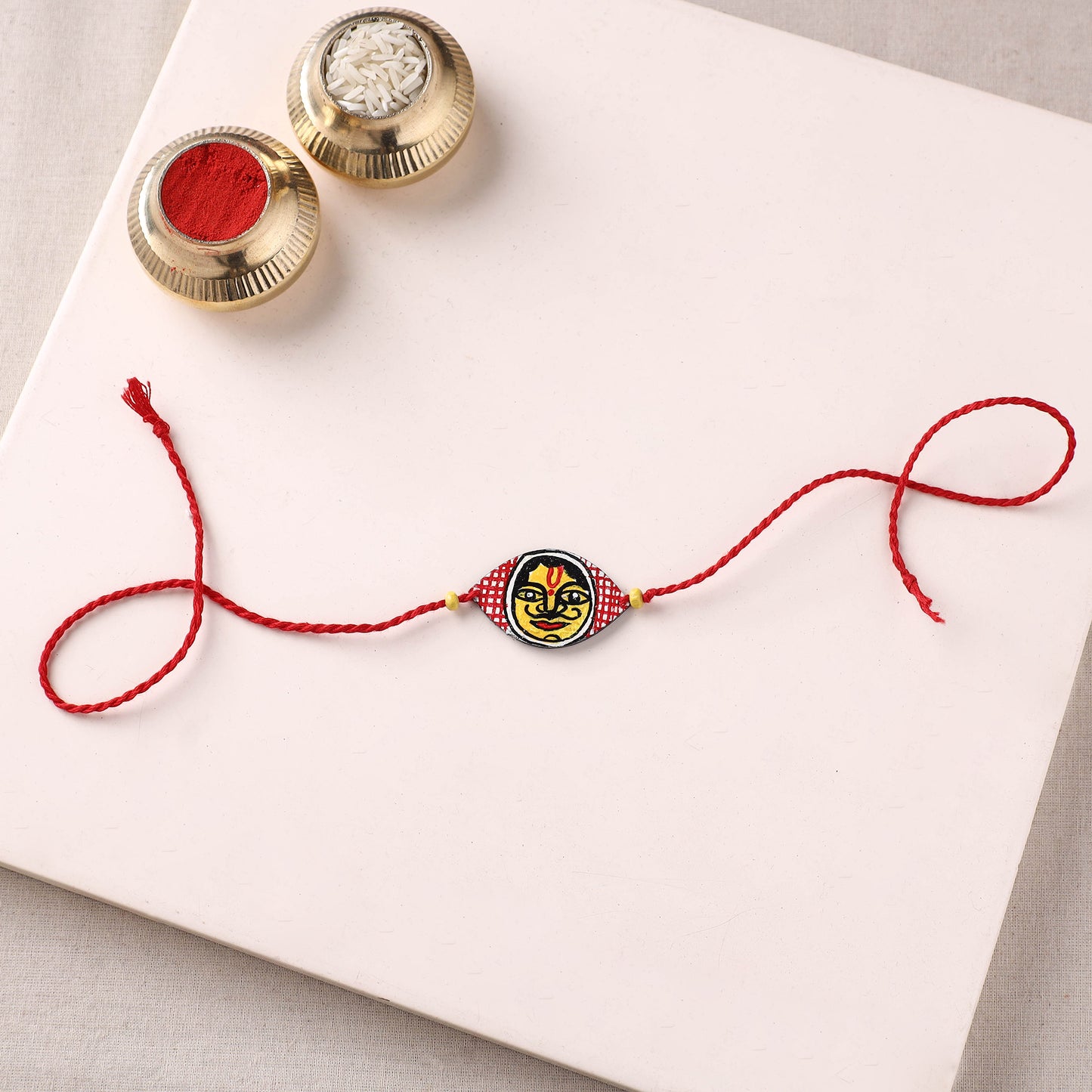 Mandala Art Handpainted Wooden Rakhi 39