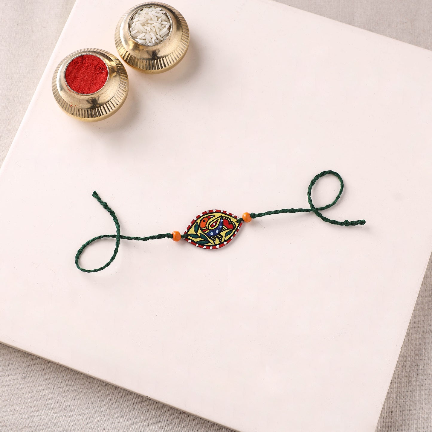 Mandala Art Handpainted Wooden Rakhi 53
