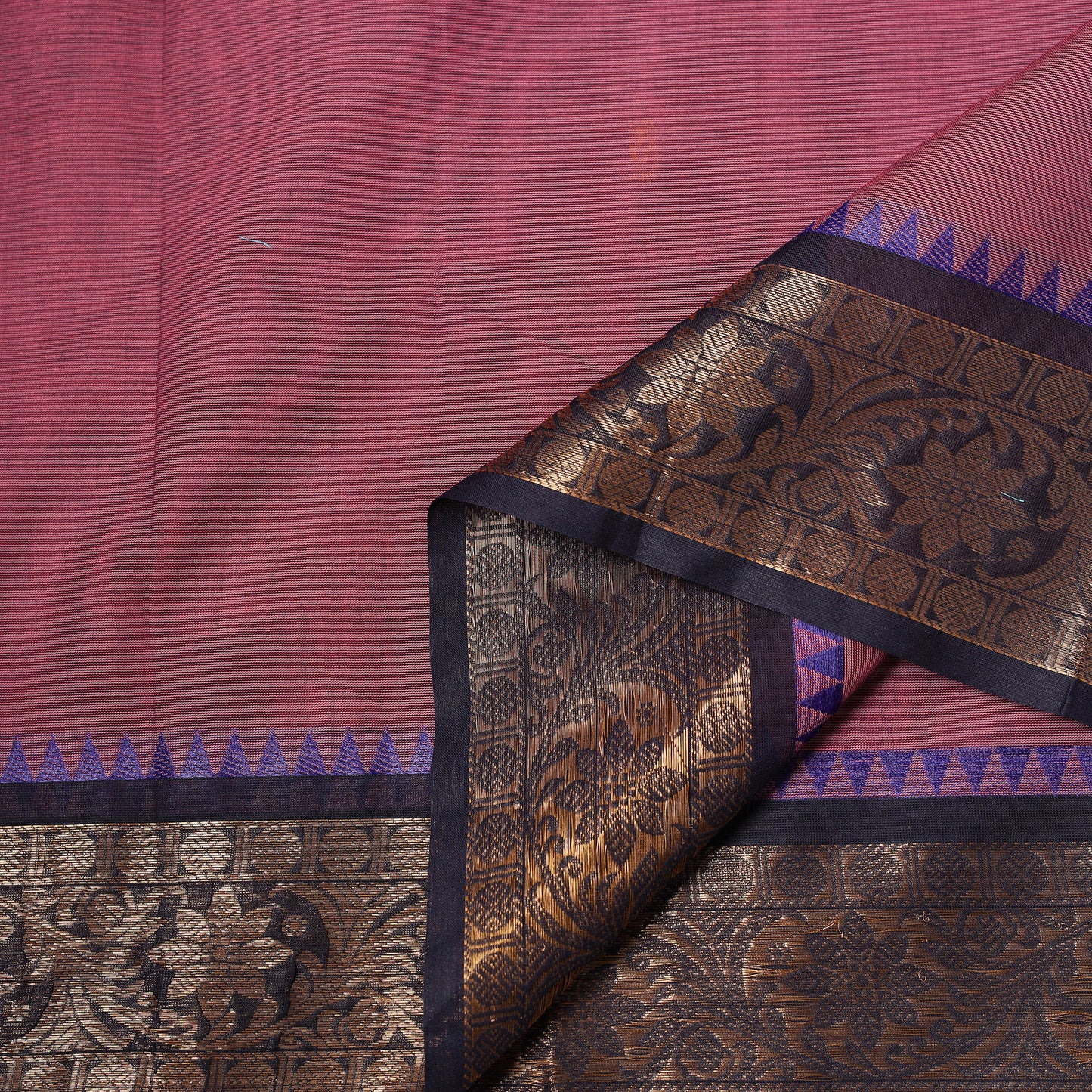 Pink - Kanchipuram Buti Cotton Fabric with Zari Border 14
