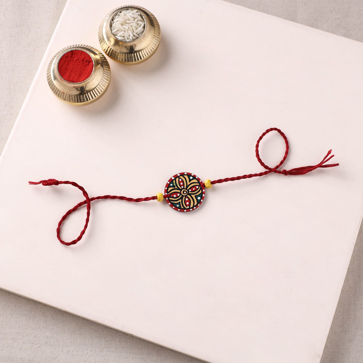 Mandala Art Handpainted Wooden Rakhi 62