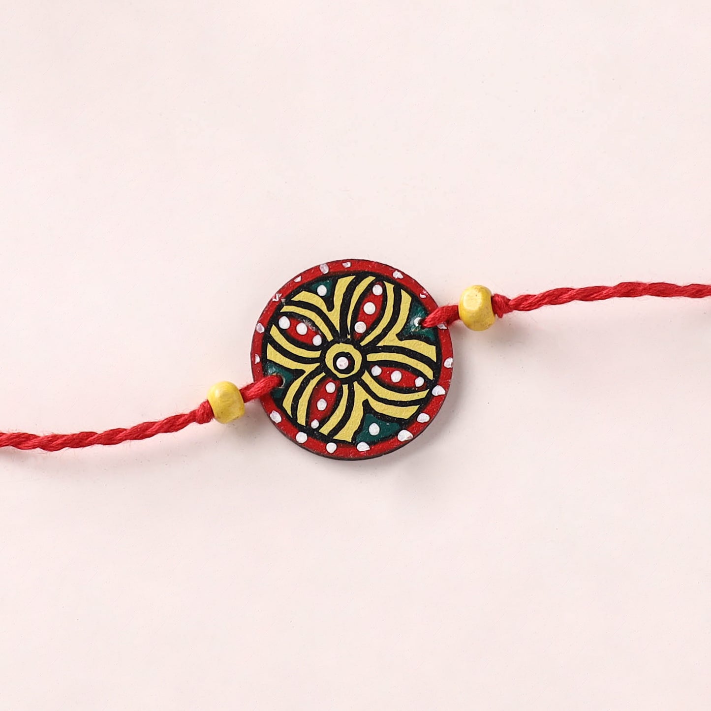 Mandala Art Handpainted Wooden Rakhi 66