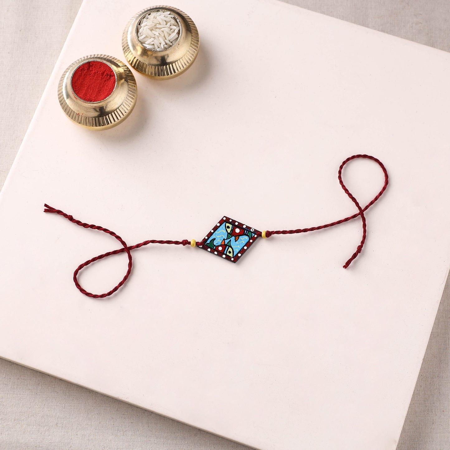 Mandala Art Handpainted Wooden Rakhi 67