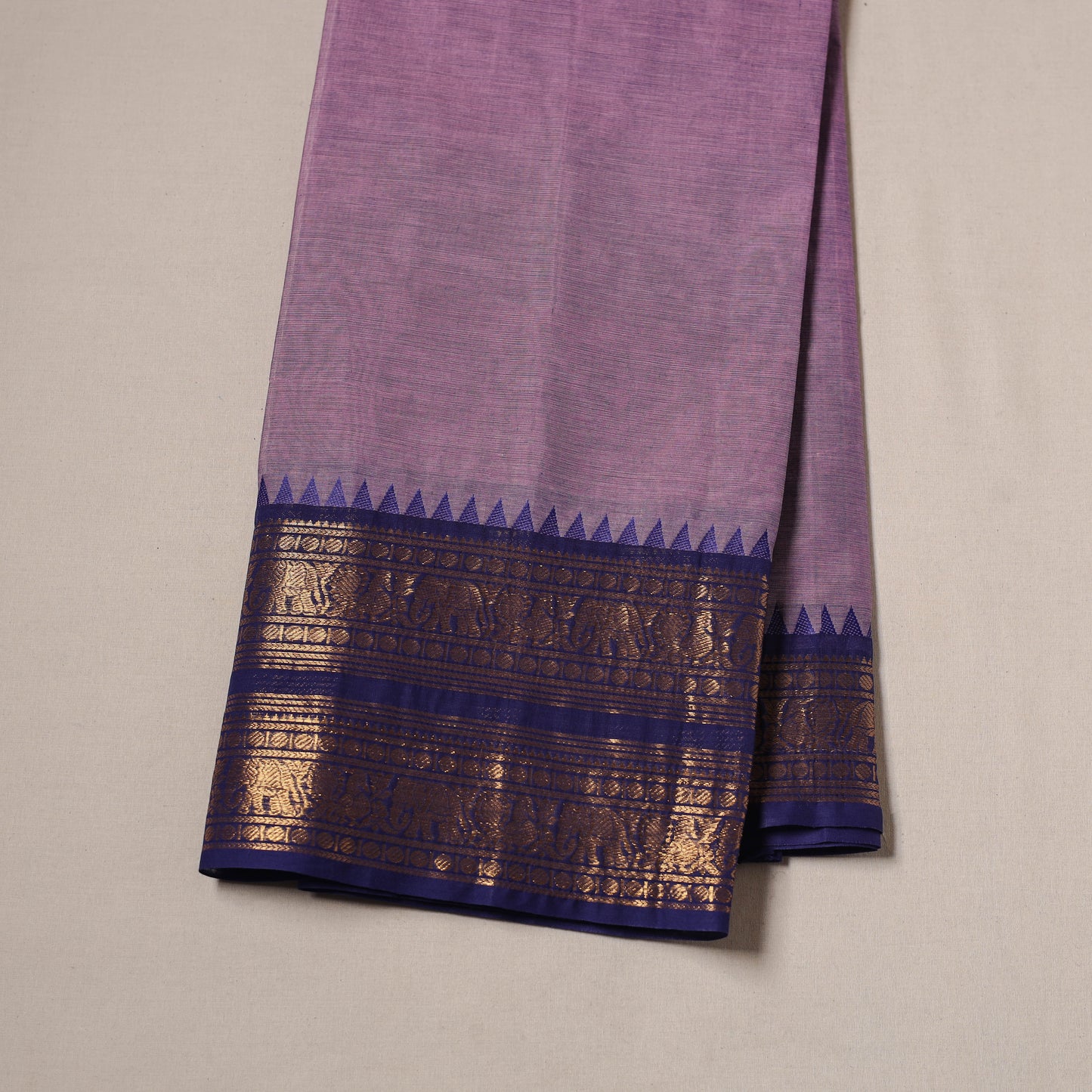 Purple - Kanchipuram Cotton Fabric with Zari Border 19