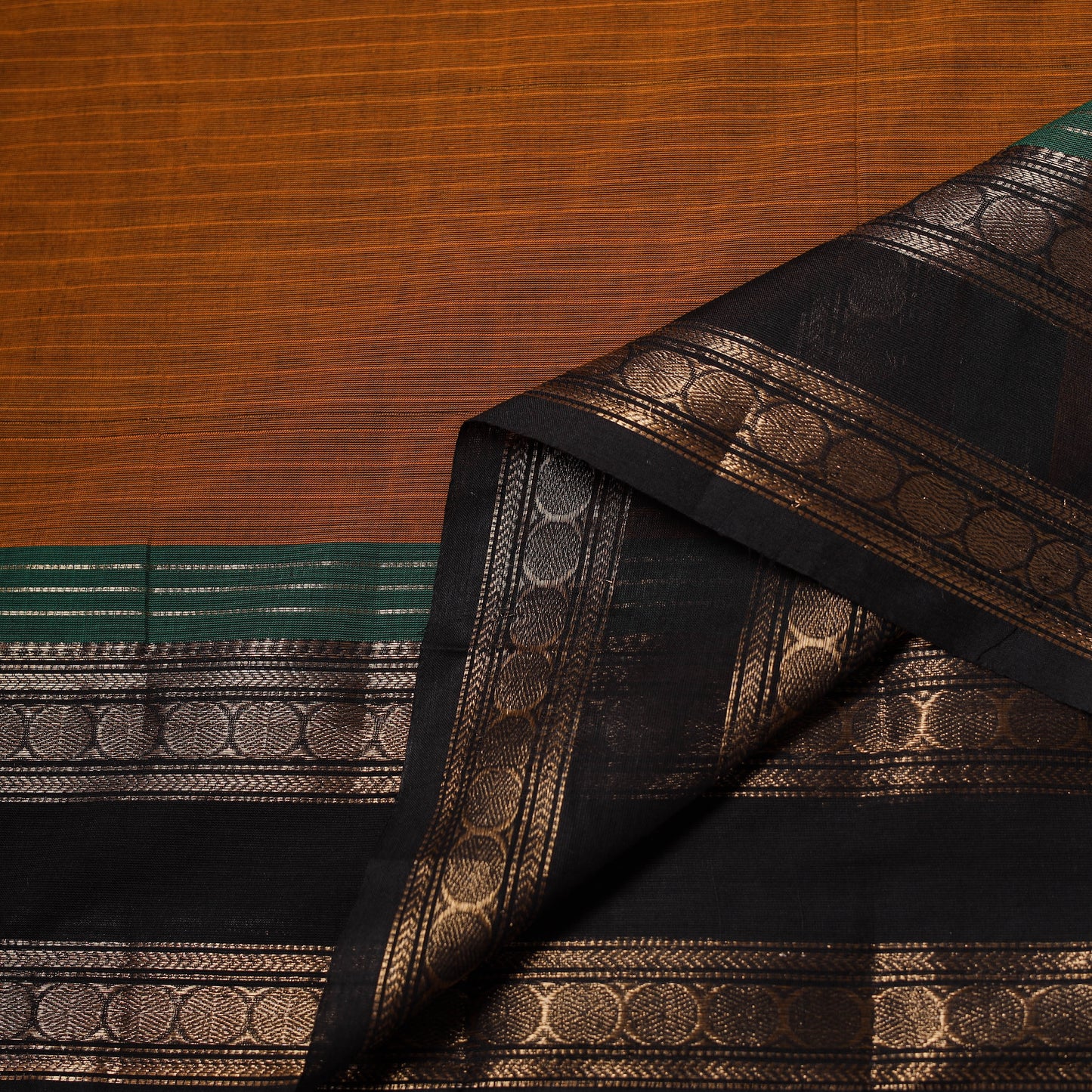 Brown - Kanchipuram Cotton Fabric with Zari Border 20