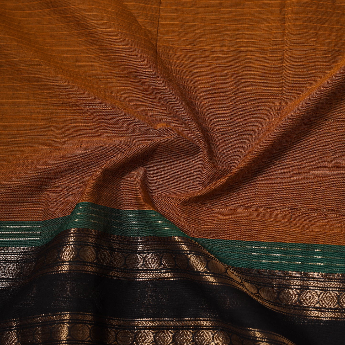 Brown - Kanchipuram Cotton Fabric with Zari Border 20