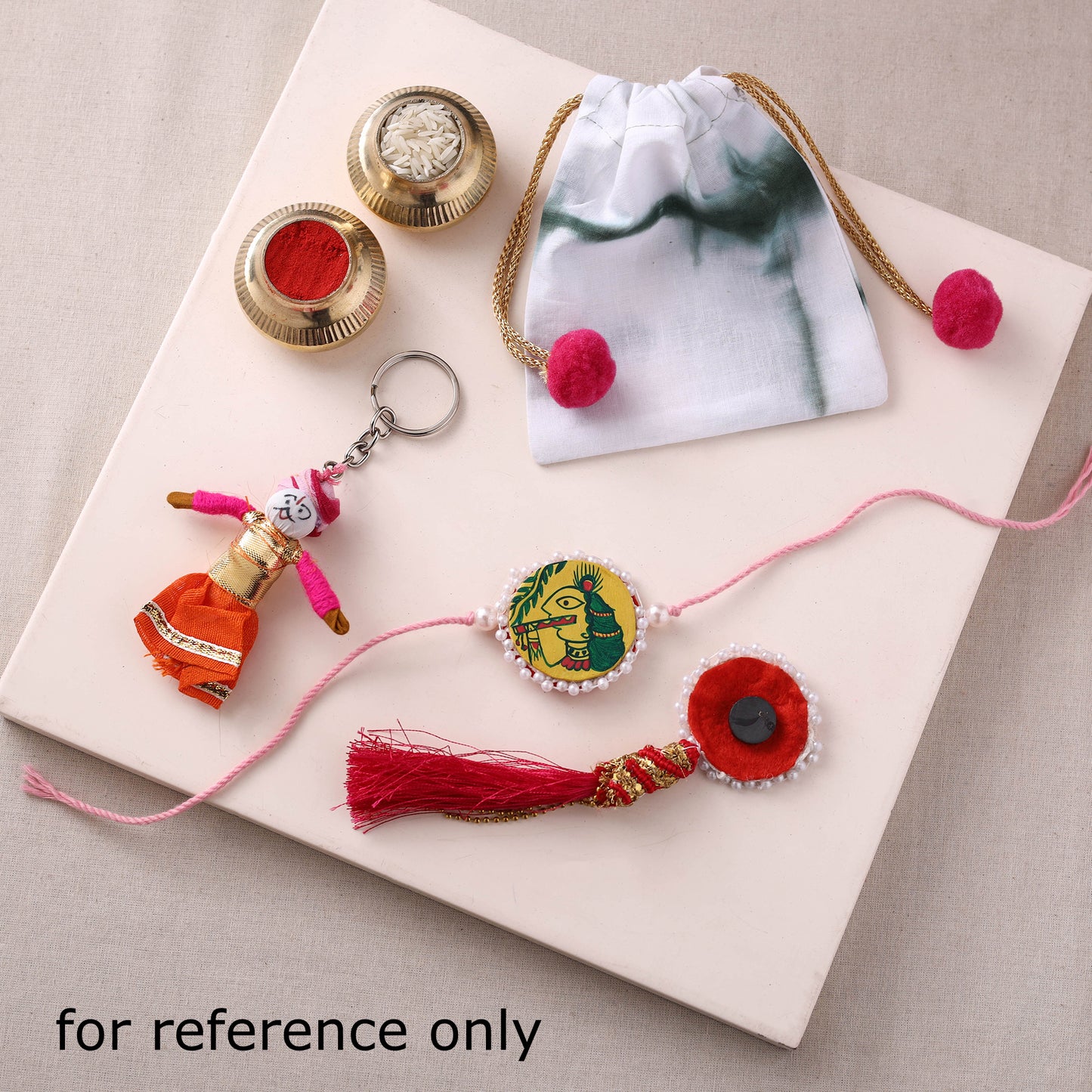 Manjusha Art Handpainted Resin Rakhi with Lumba Set 01