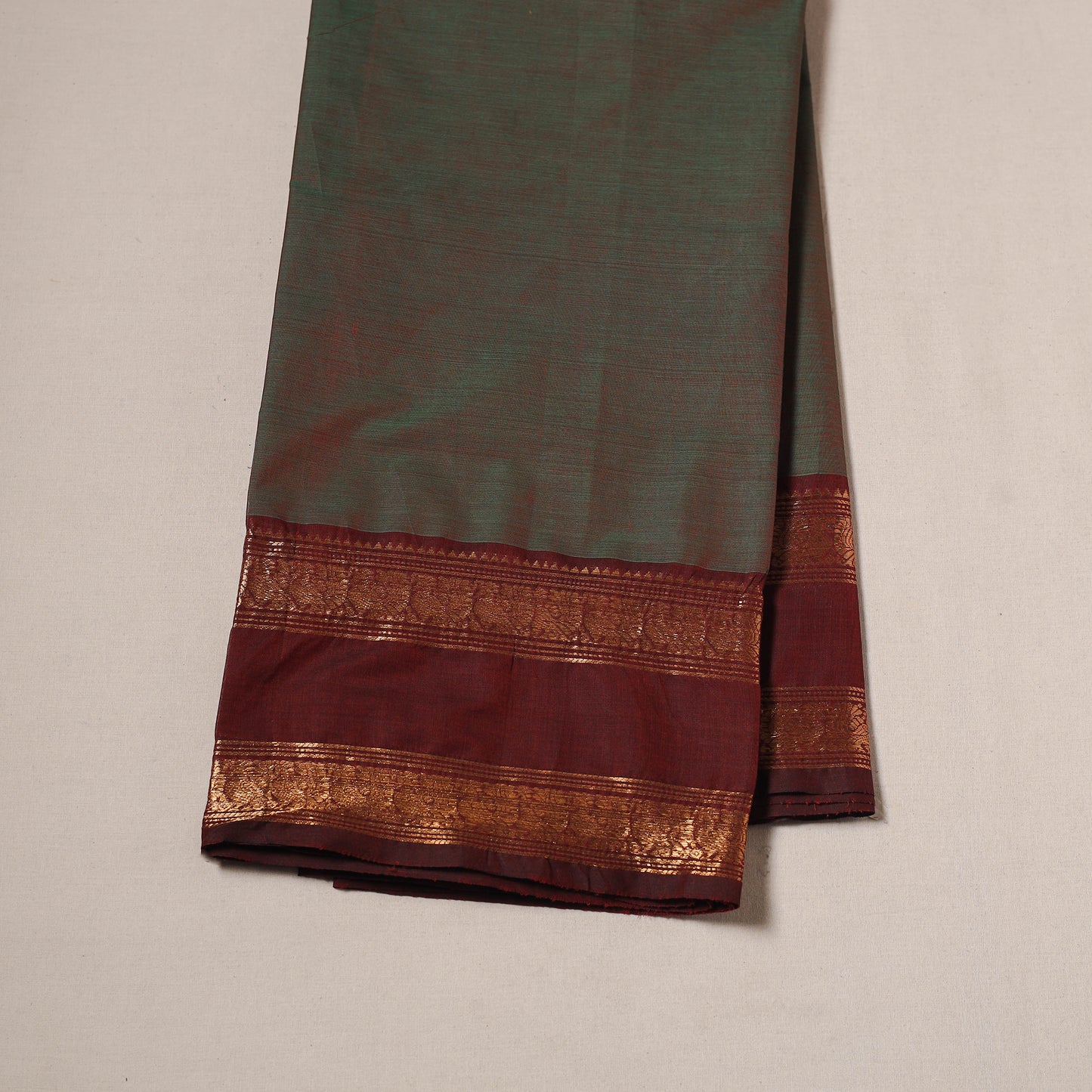 Green - Kanchipuram Cotton Fabric with Zari Border 32