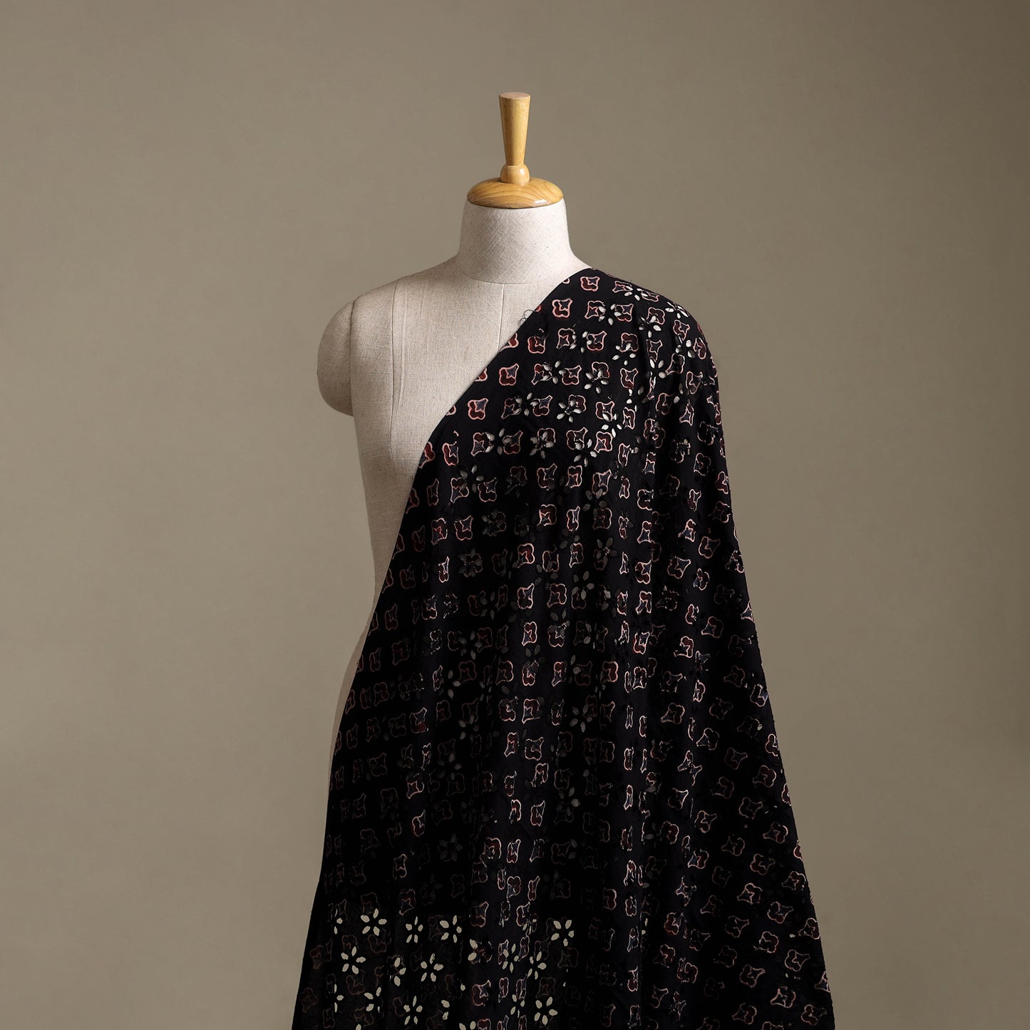 Black - Hakoba Hand Block Ajrakh Print Natural Dyed Cotton Fabric 11
