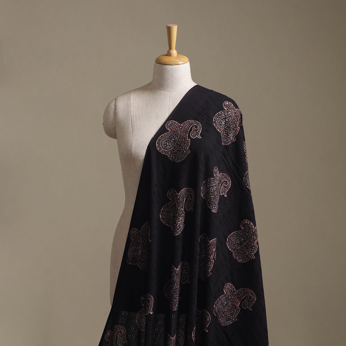 Black - Hakoba Hand Block Ajrakh Print Natural Dyed Cotton Fabric 21