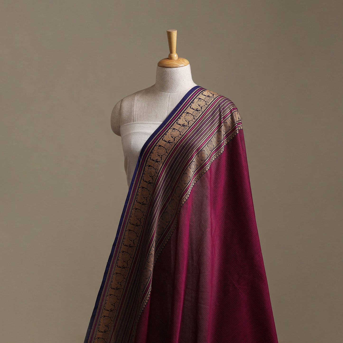 Purple - Kanchipuram Cotton Fabric with Zari Border 22