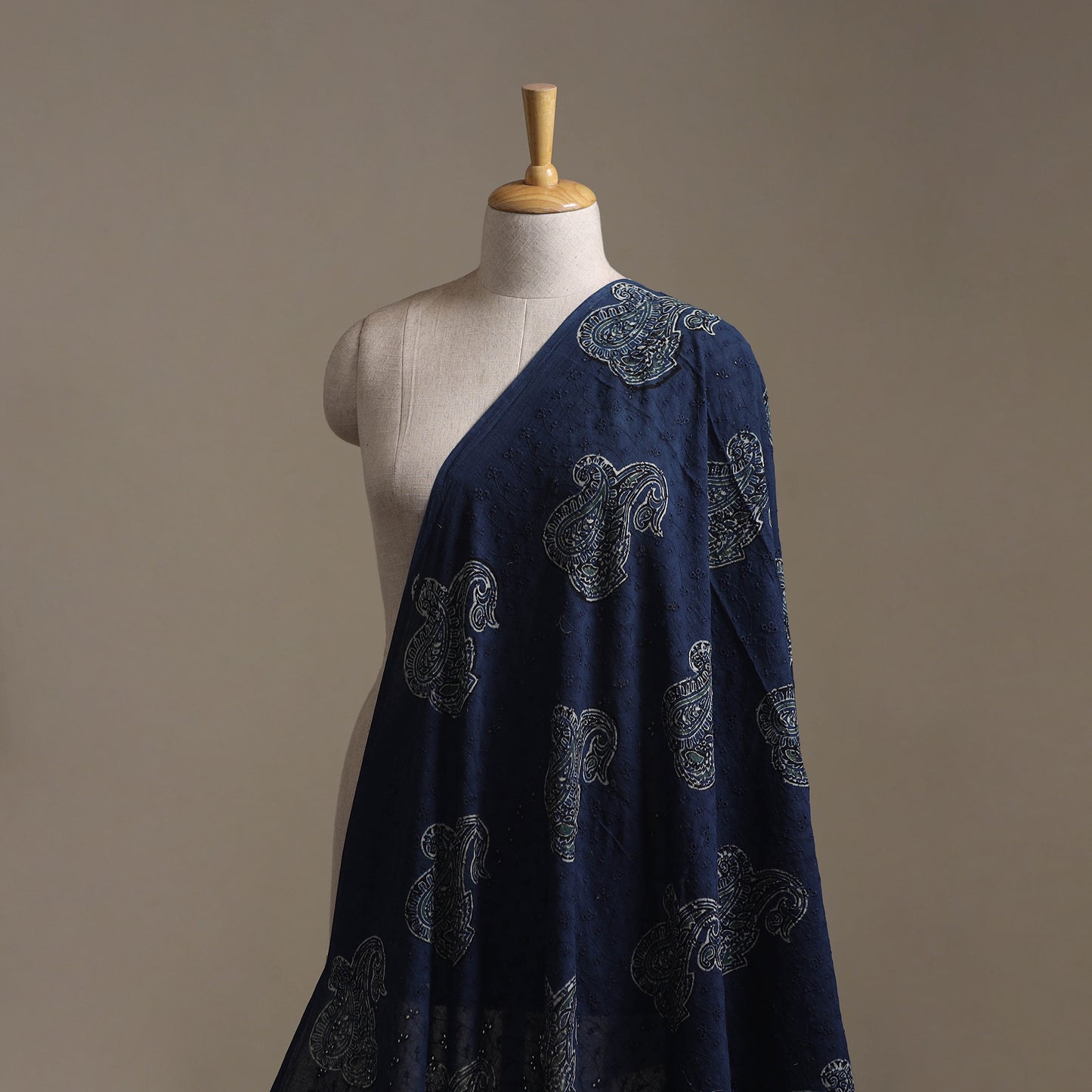Blue - Hakoba Hand Block Ajrakh Print Natural Dyed Cotton Fabric 68