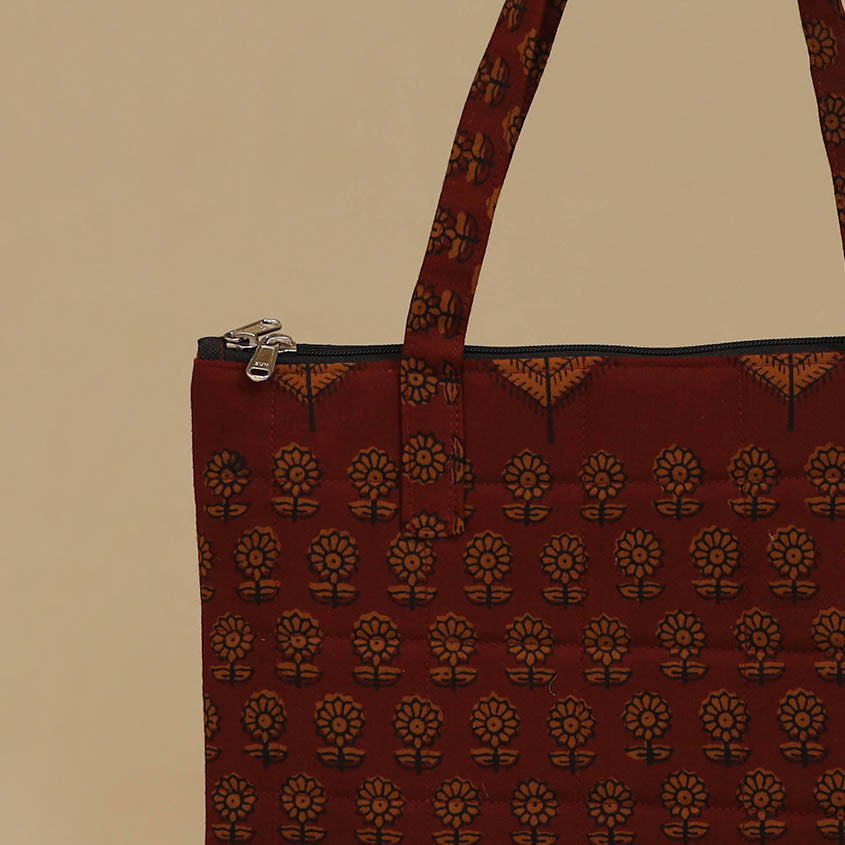 Handcrafted Cotton Quilted Handbag 13