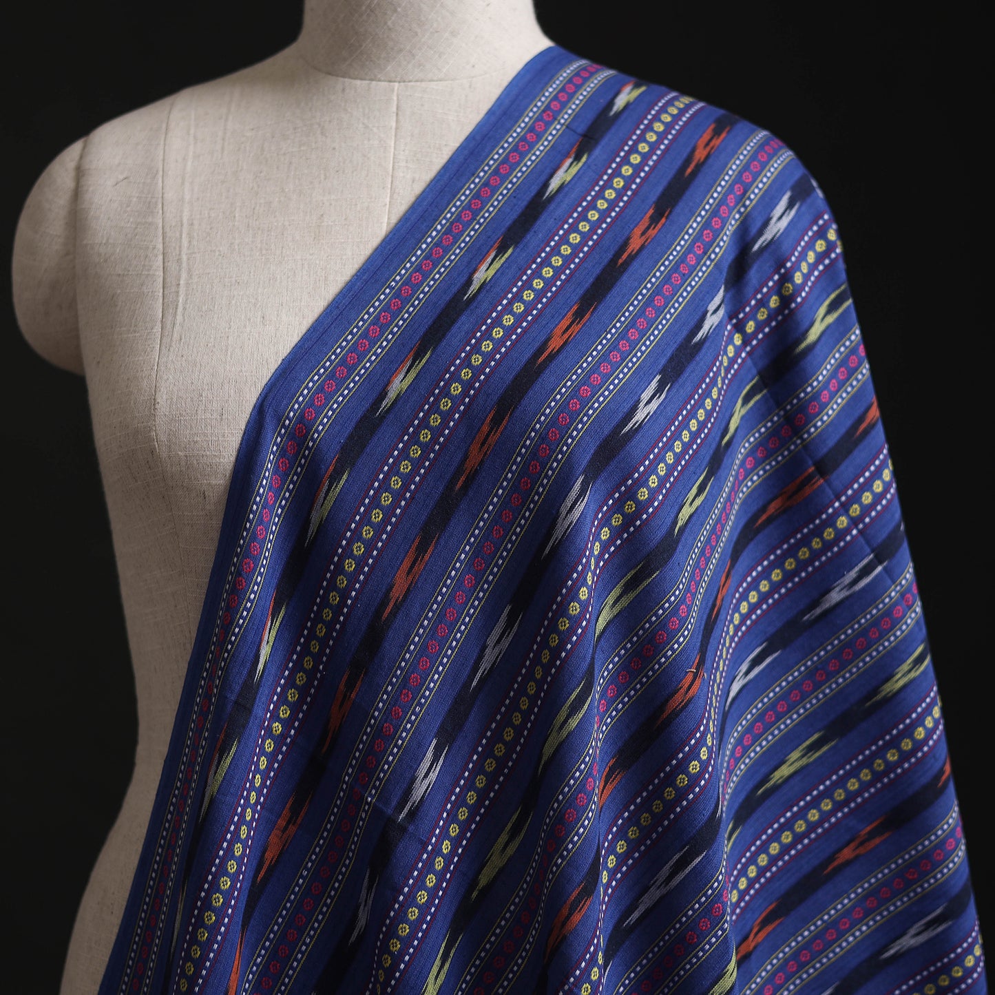 Blue - Cotton Pochampally Dabi Ikat Fabric 02