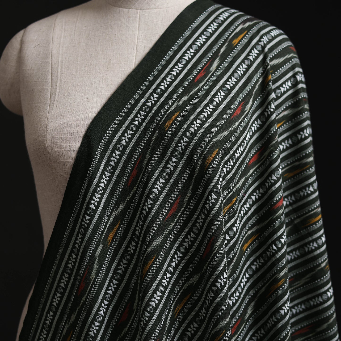 Green - Cotton Pochampally Dabi Ikat Fabric 10