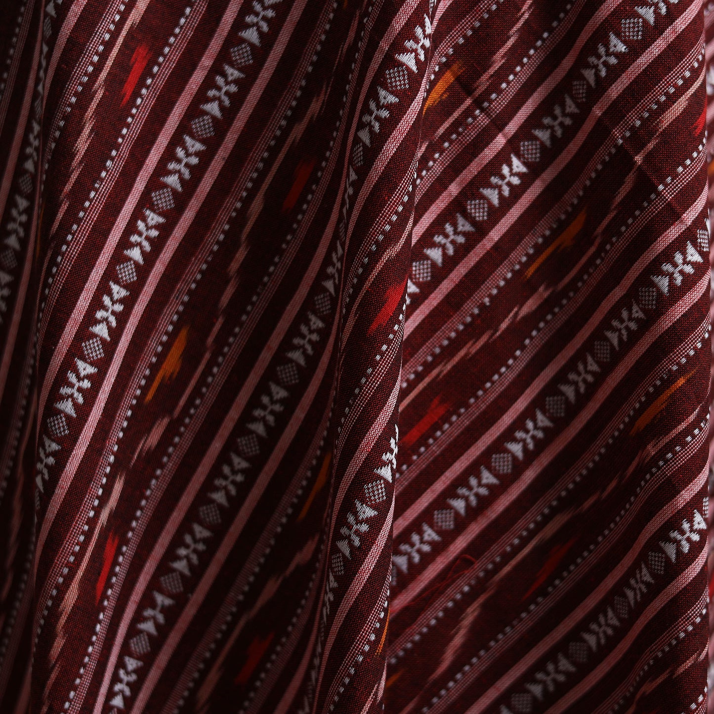 Maroon - Cotton Pochampally Dabi Ikat Fabric 15