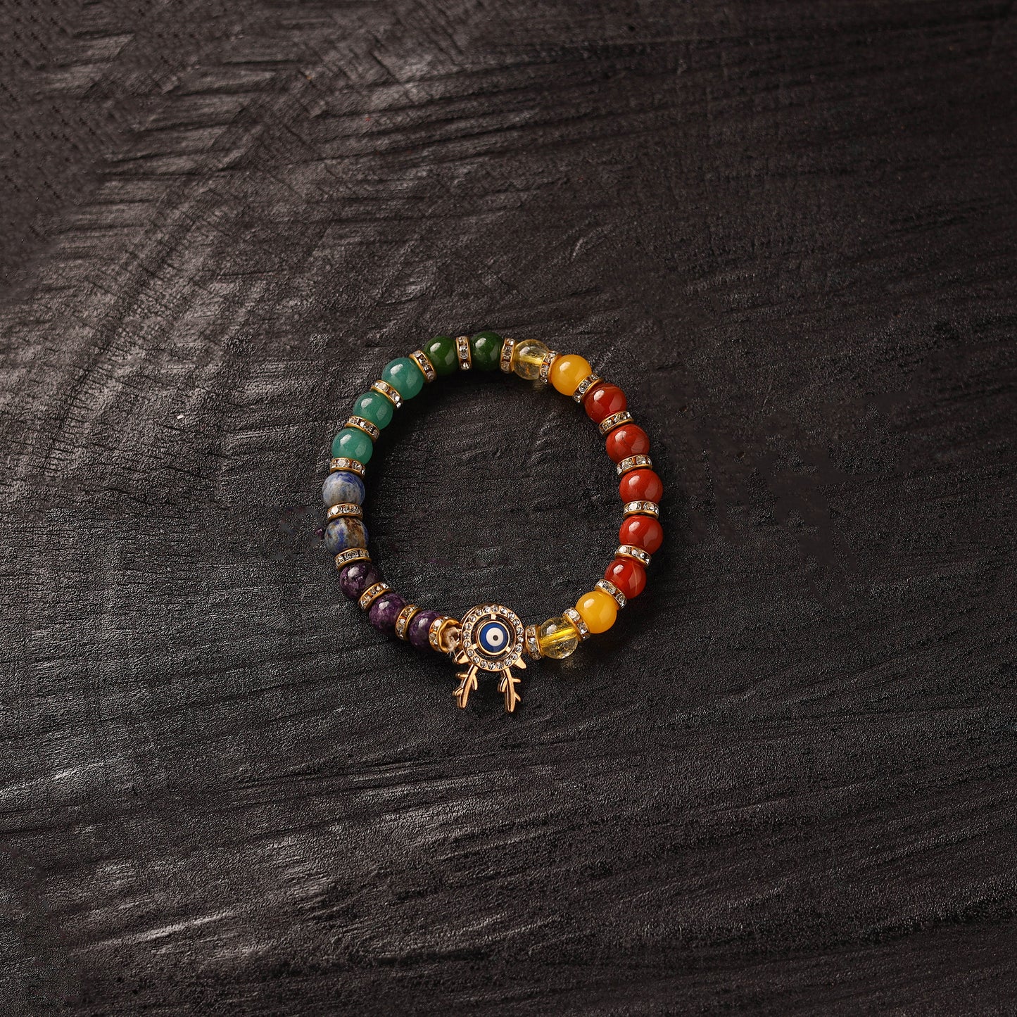 Handmade Evil Eye Crystal Beaded 7 Chakra Healing Bracelet 04
