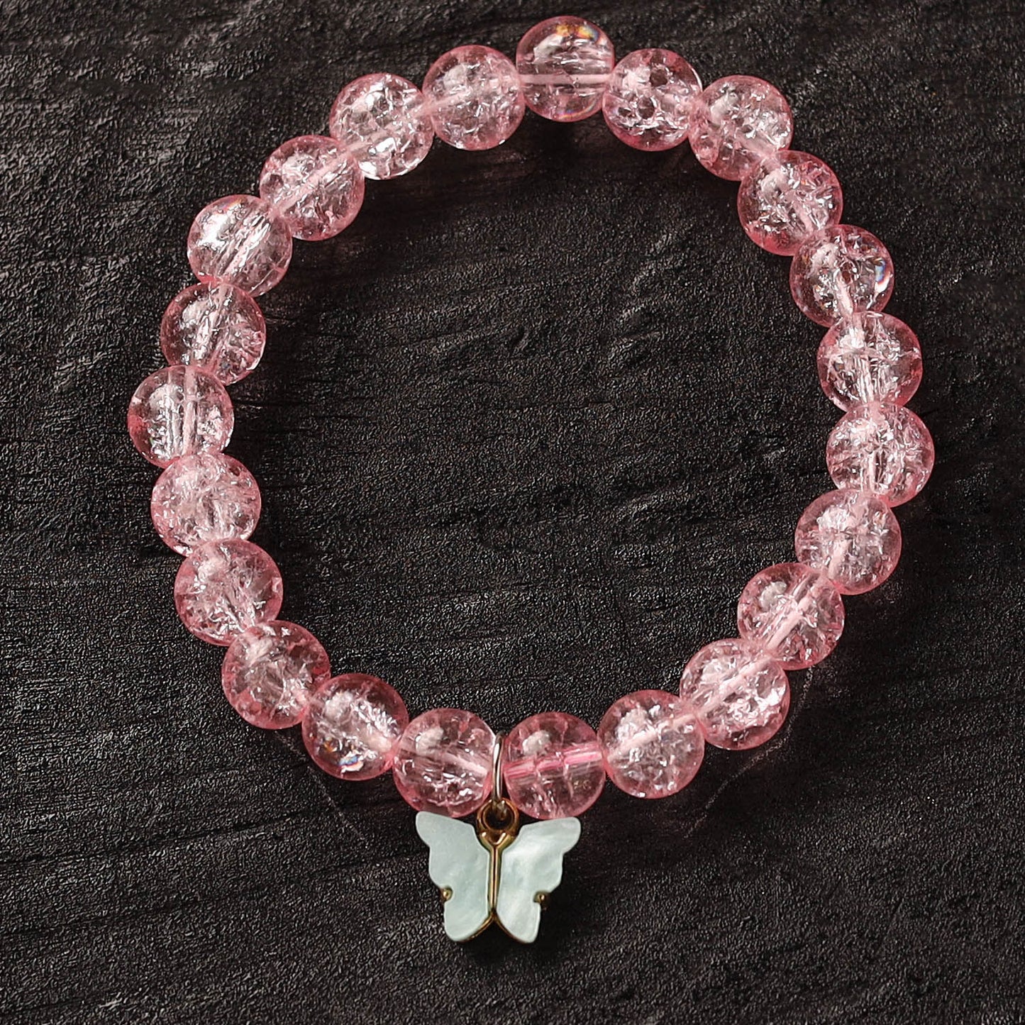 Handmade Crystal Beaded Bracelet with Butterfly Charm 13