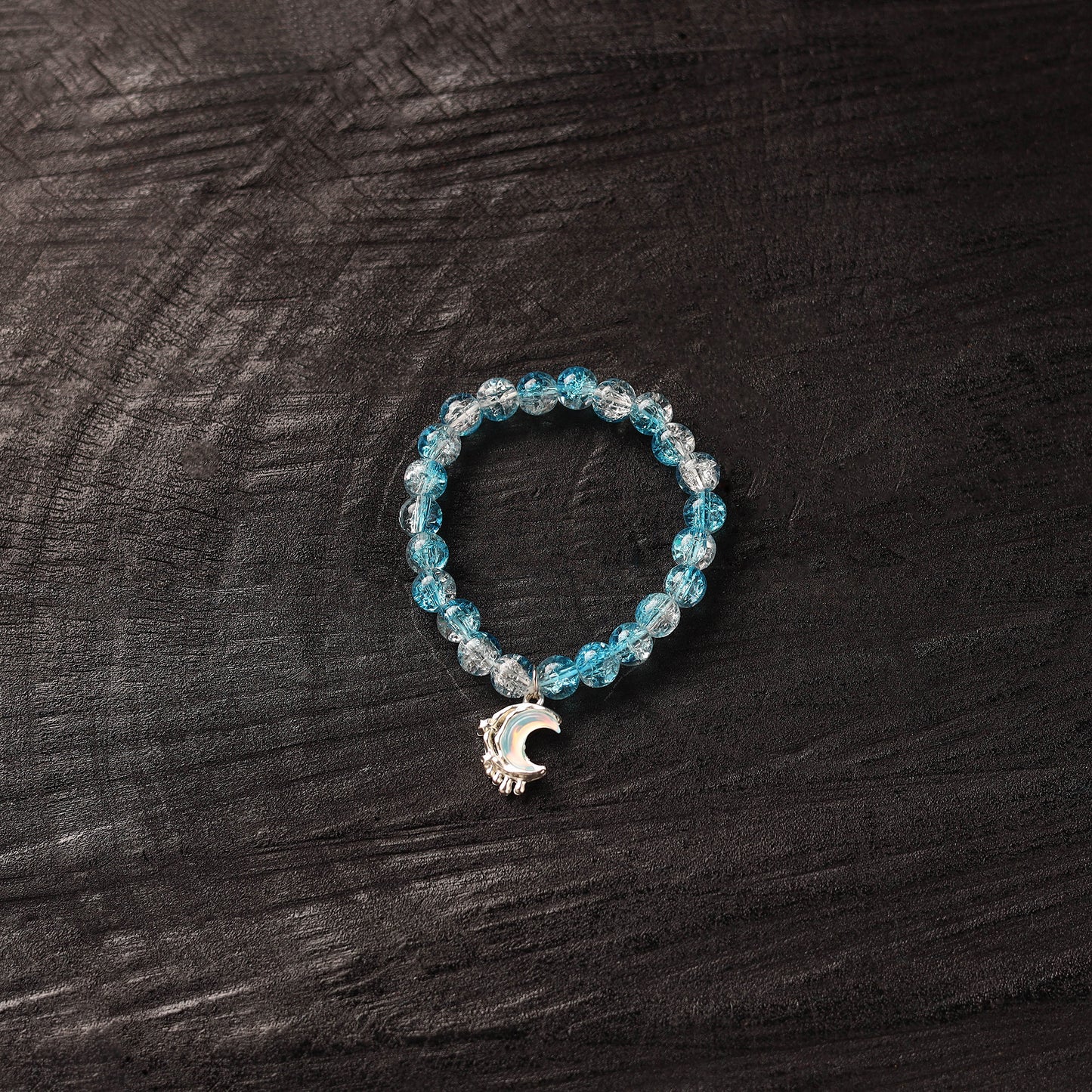 Handmade Crystal Beaded Bracelet with Moon Charm 14