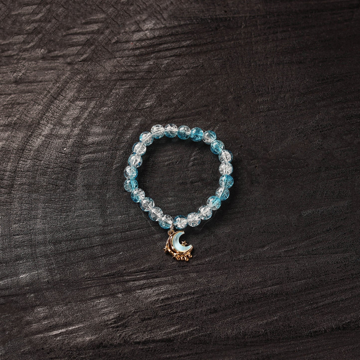 Handmade Crystal Beaded Bracelet with Moon Charm 15