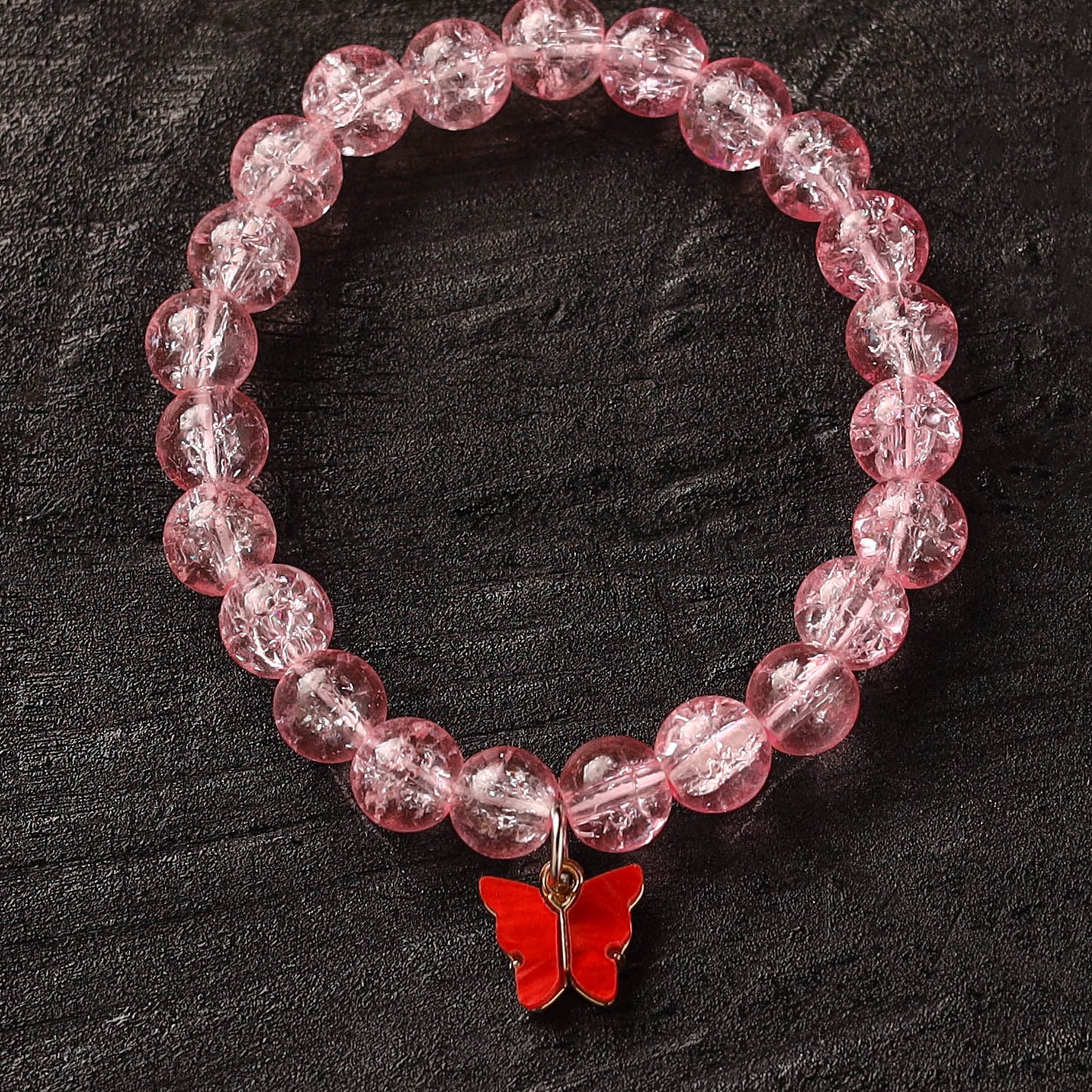 Handmade Crystal Beaded Bracelet with Butterfly Charm 17