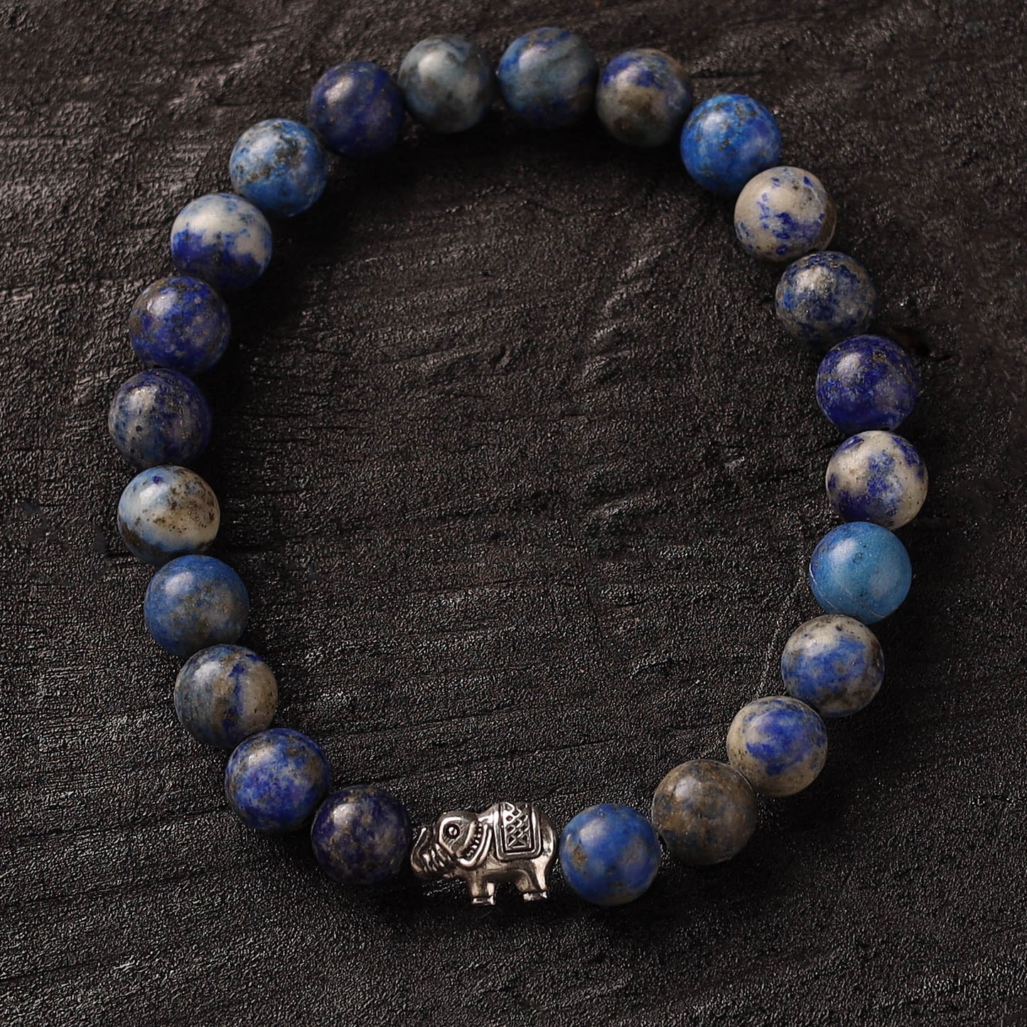 Handmade Stone Beaded Bracelet with Elephant Charm 19